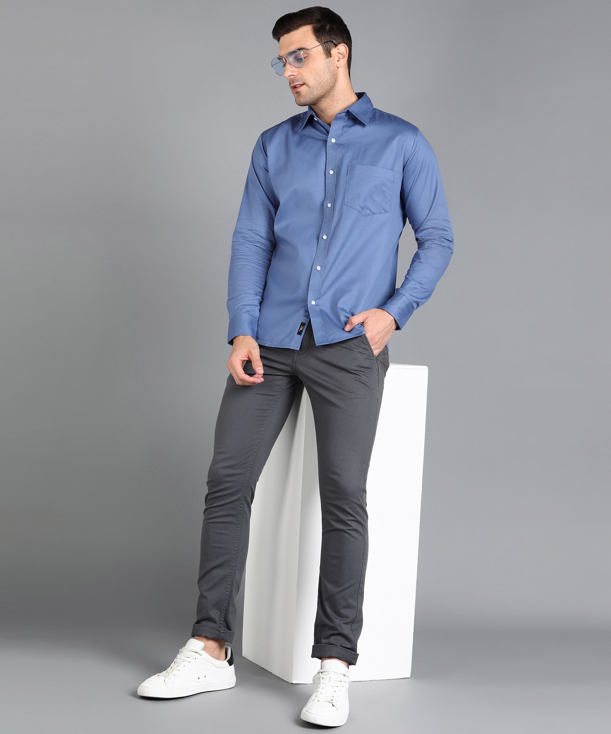 Solid Blue Slim Fit Shirt