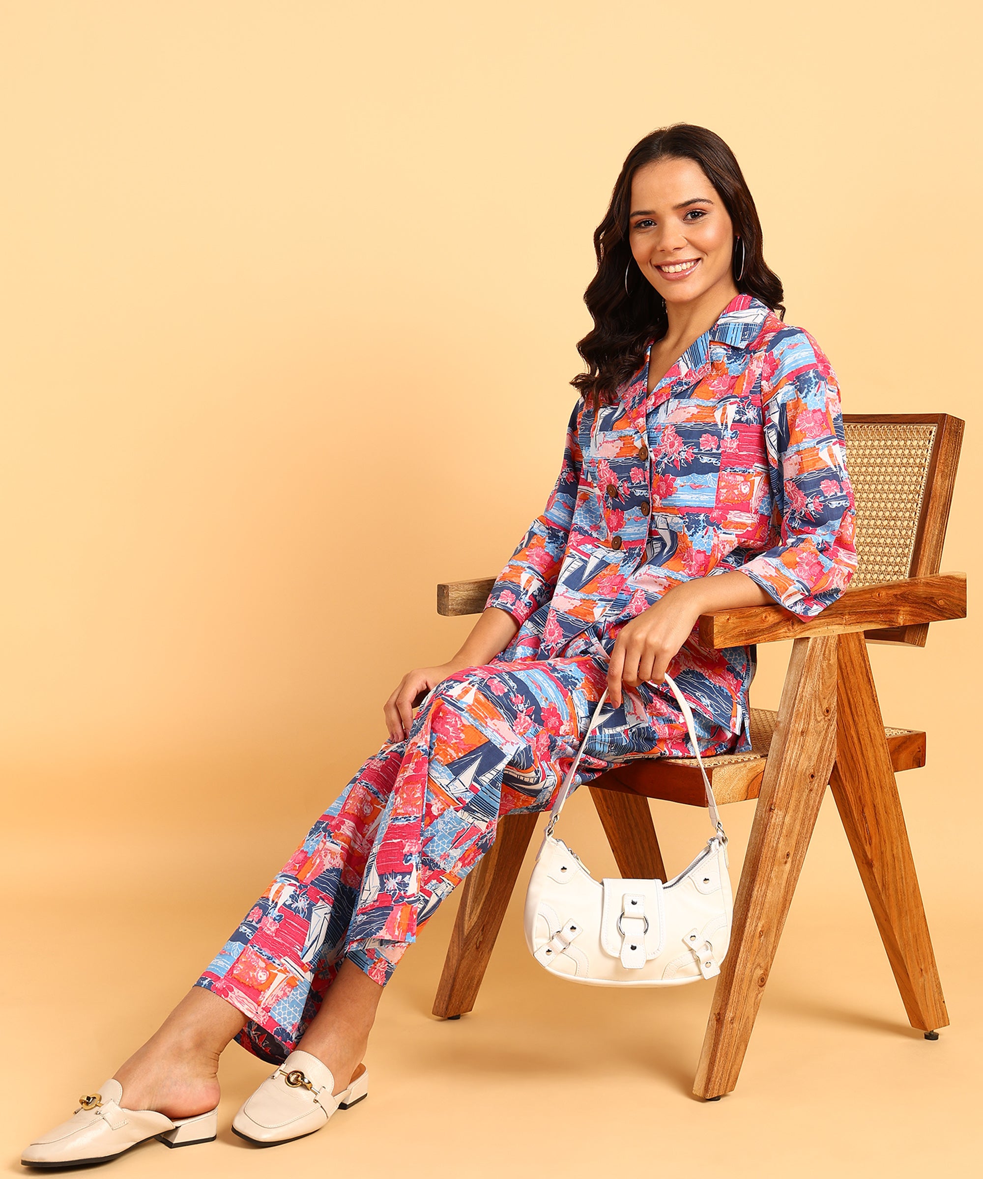 Multicolored Printed Shirt & Pant Set