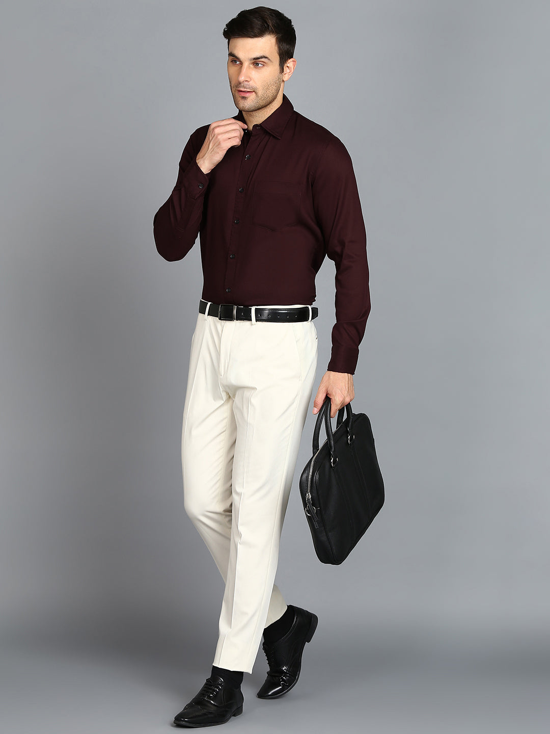 Solid Wine Slim Fit Shirt