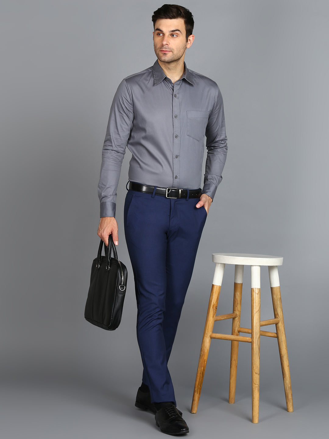 Solid Grey Slim Fit Shirt