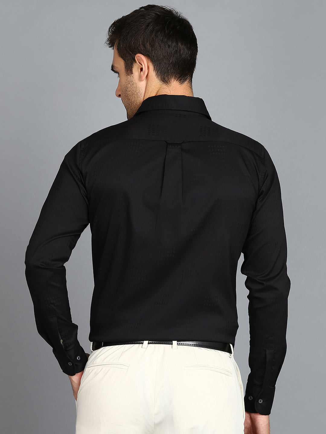 Self Checked Dark Black Slim Fit Shirt