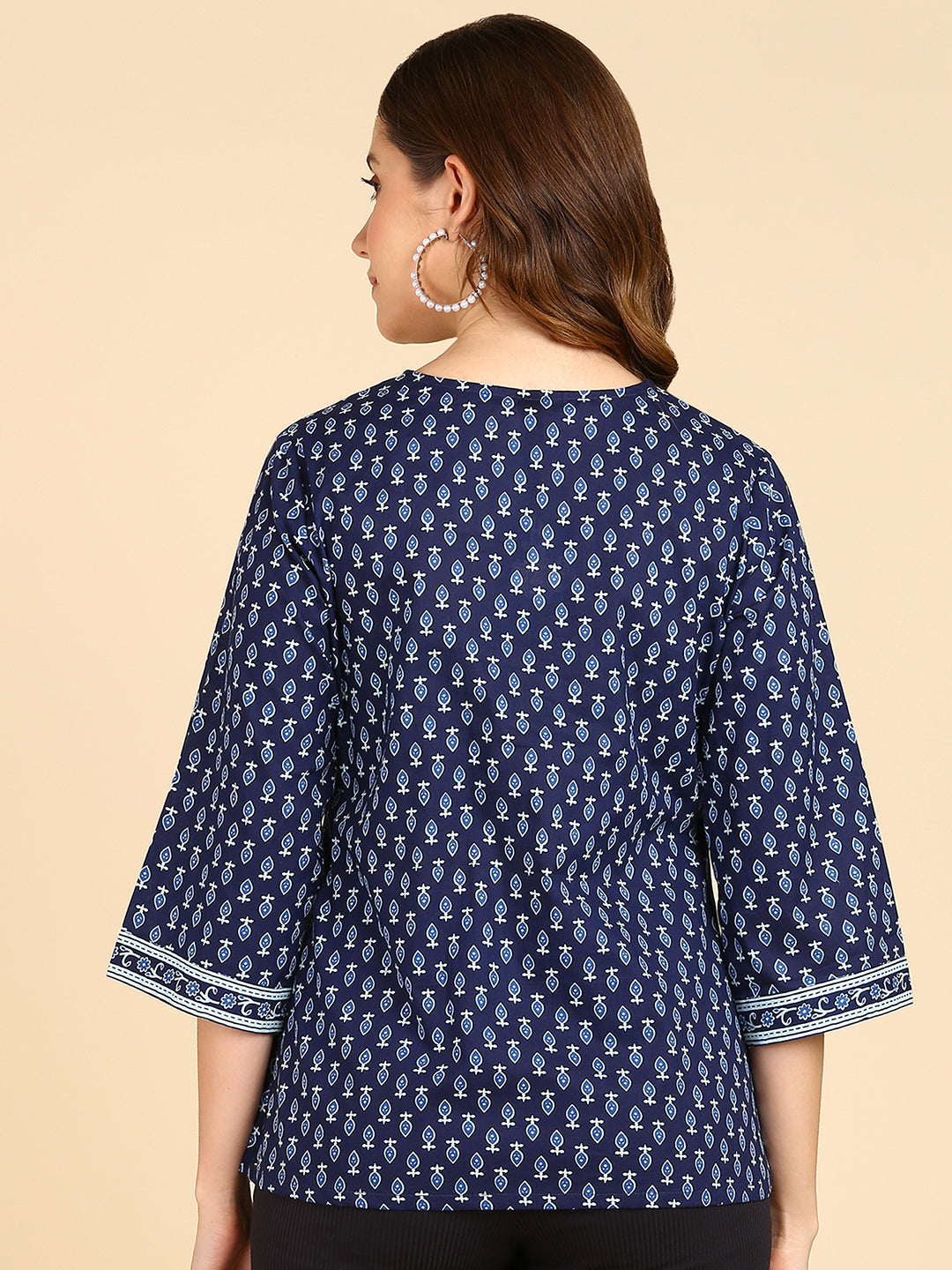 Indigo Blue Floral Printed Top