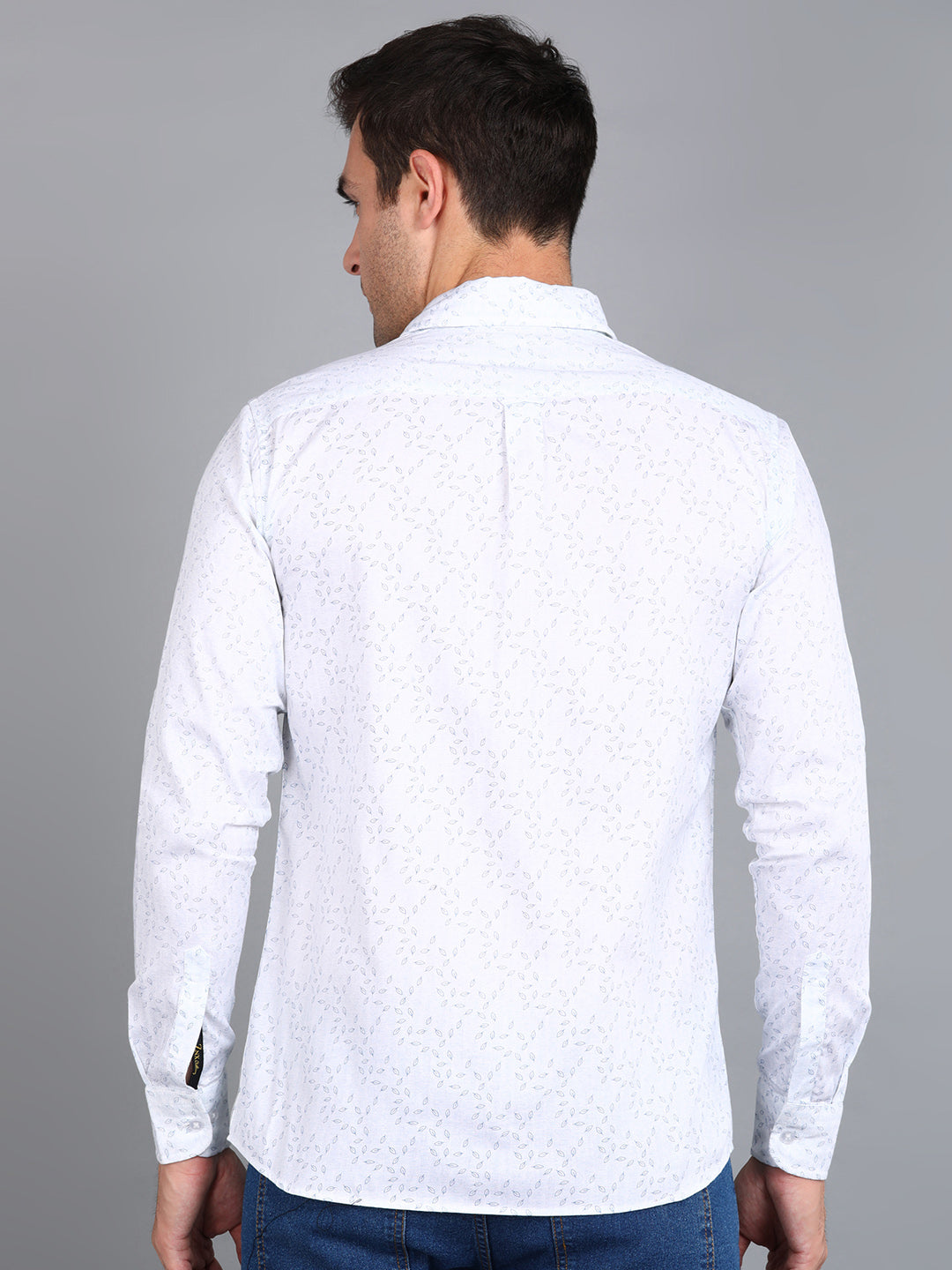 Blue Leaf Printed Slim Fit Shirt