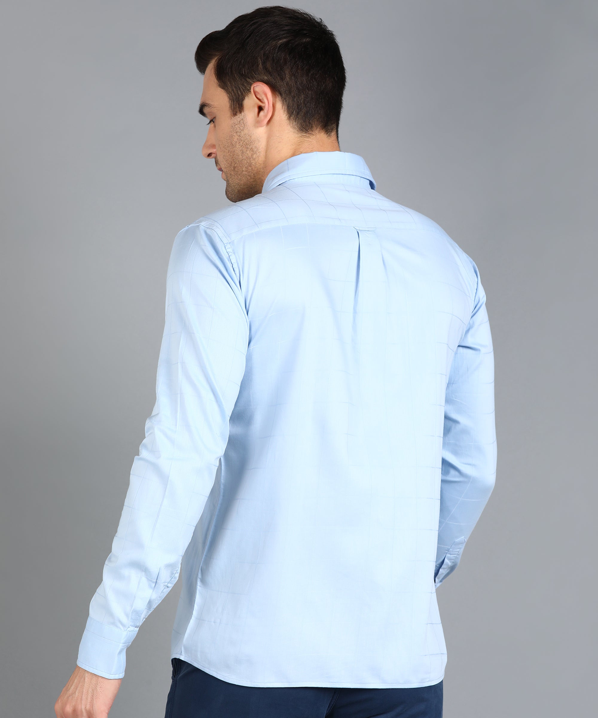 Sky Blue Checked Slim Fit Shirt