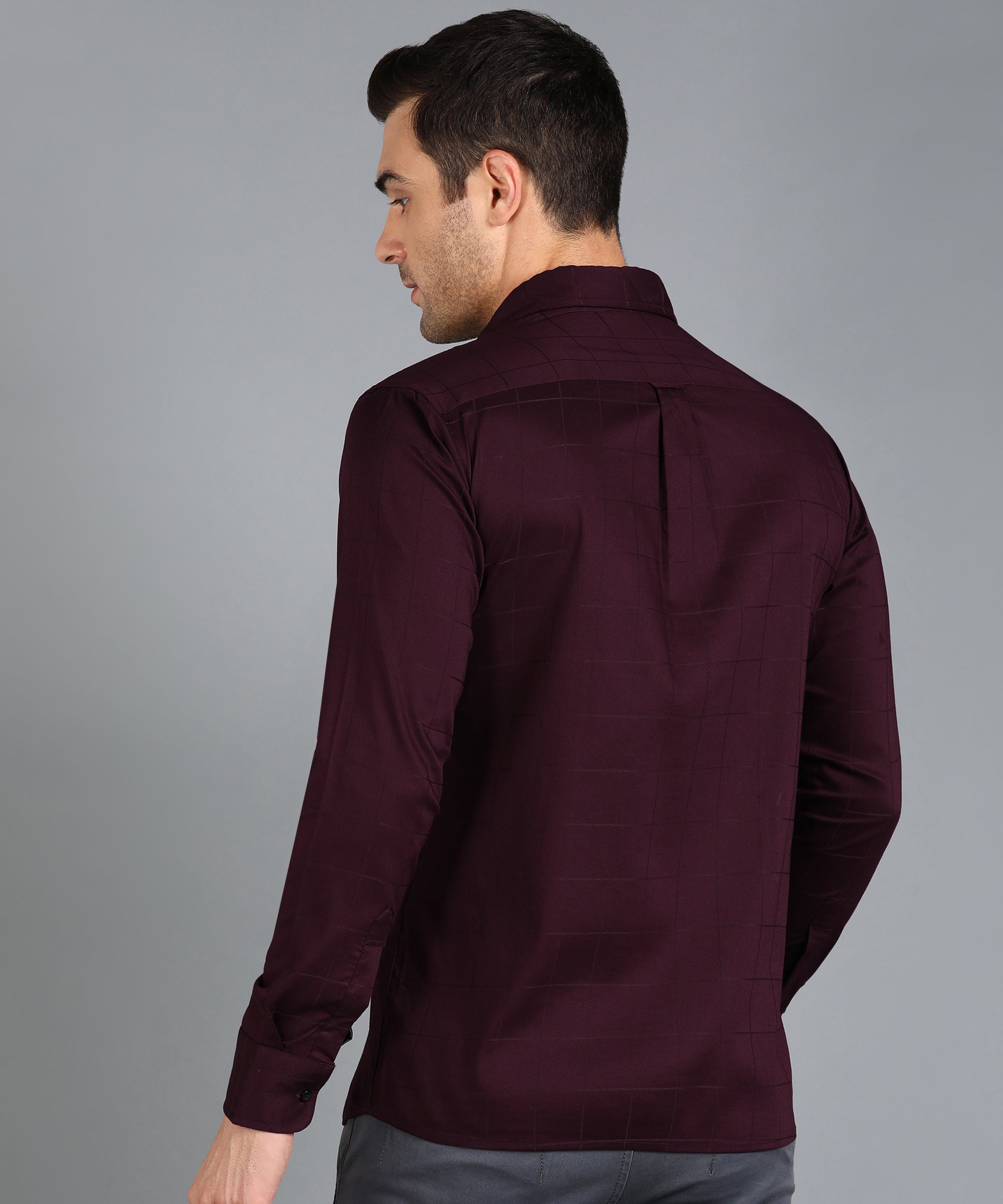 Maroon Checked Slim Fit Shirt