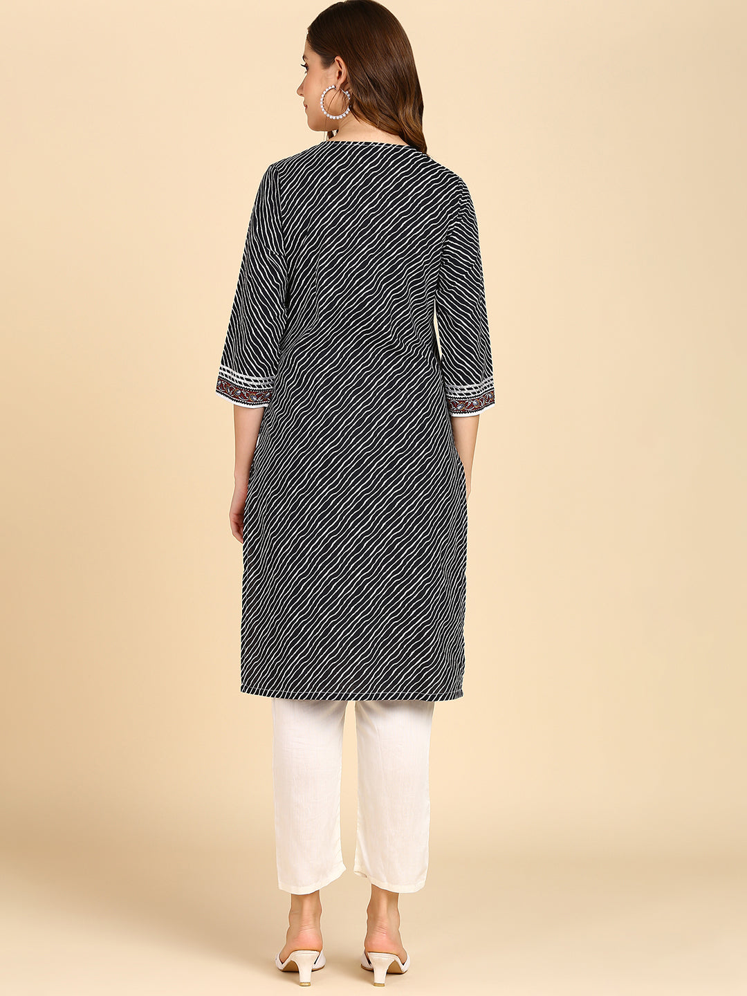 Black leheriya Printed Kurta