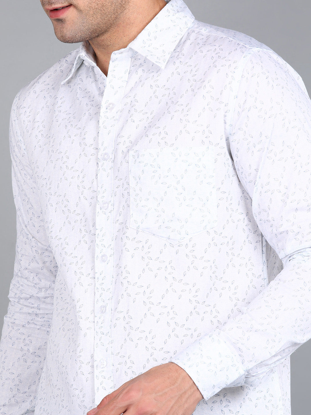 Blue Leaf Printed Slim Fit Shirt