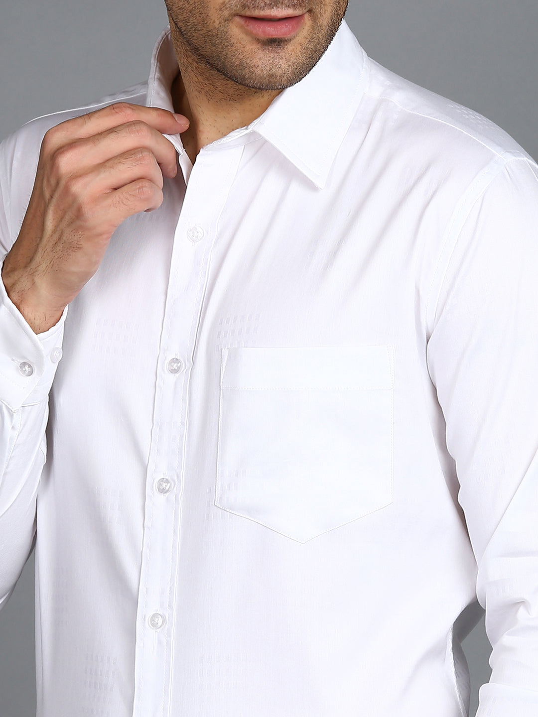 Self Checked Dark White Slim Fit Shirt