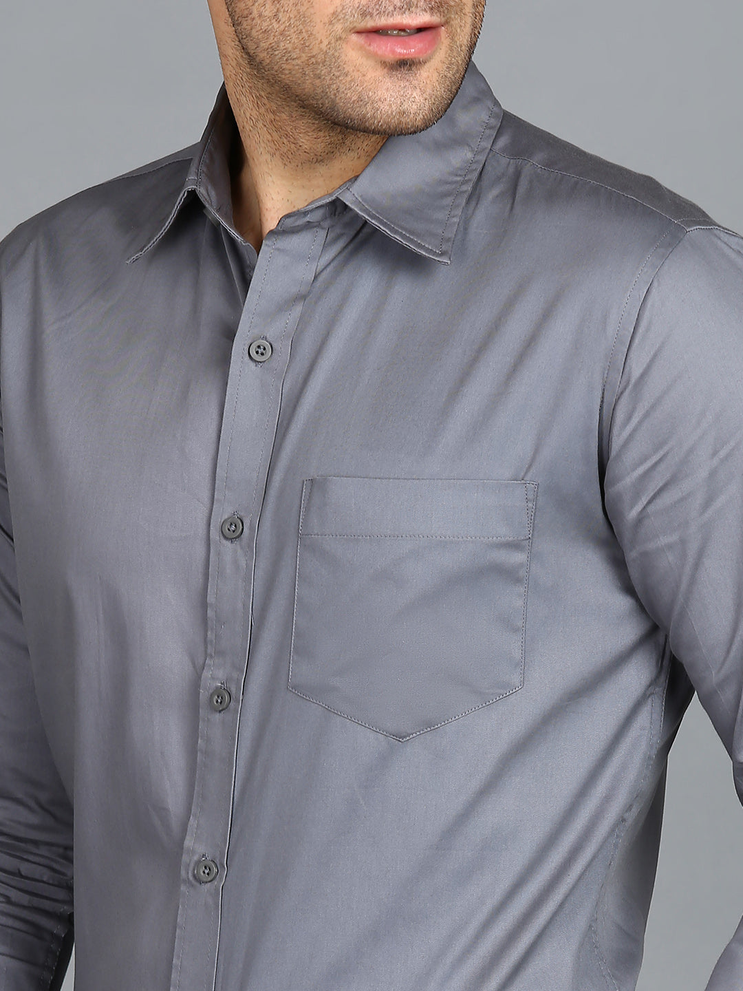 Solid Grey Slim Fit Shirt