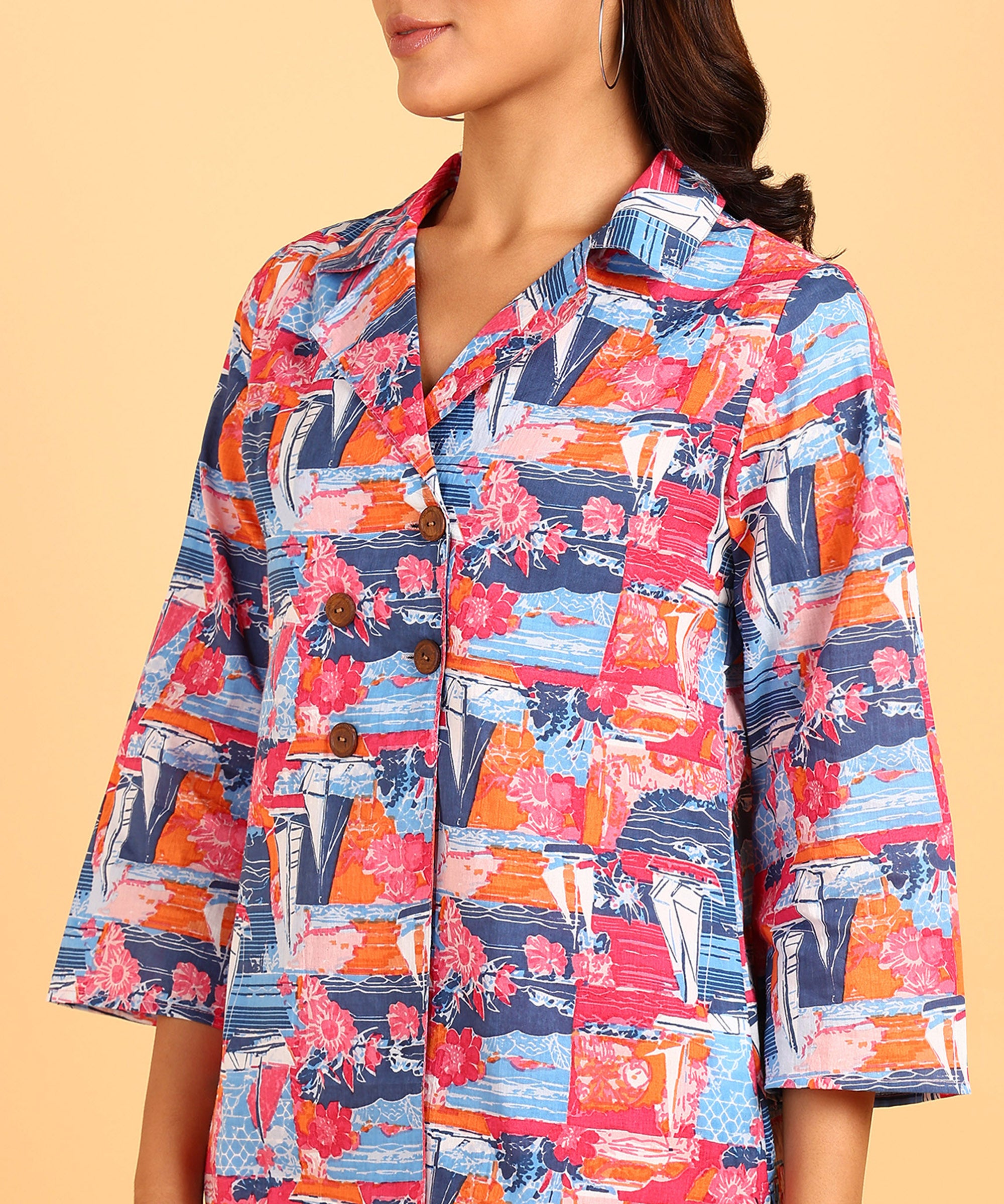 Multicolored Printed Shirt & Pant Set