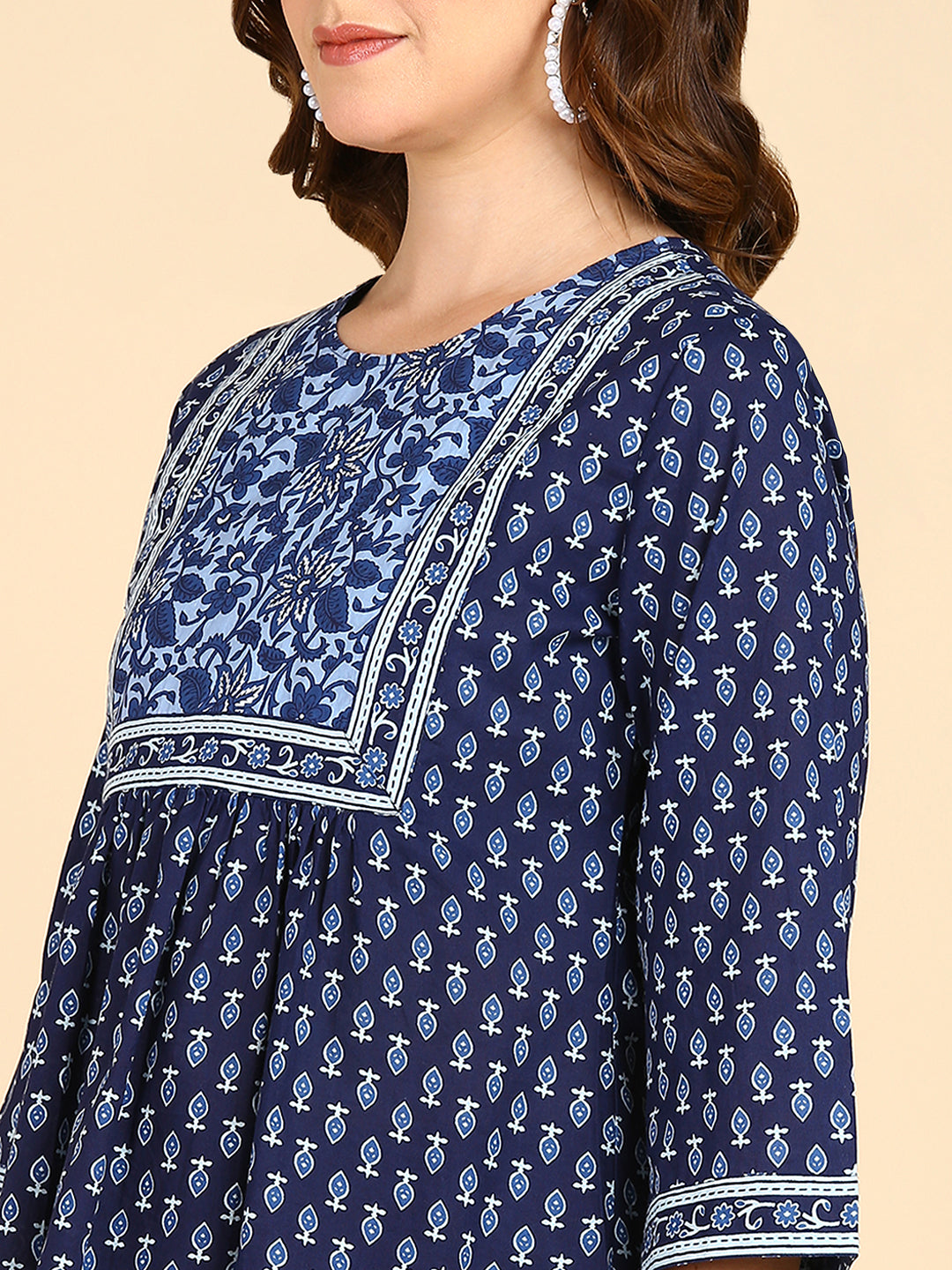 Indigo Blue Floral Printed Top