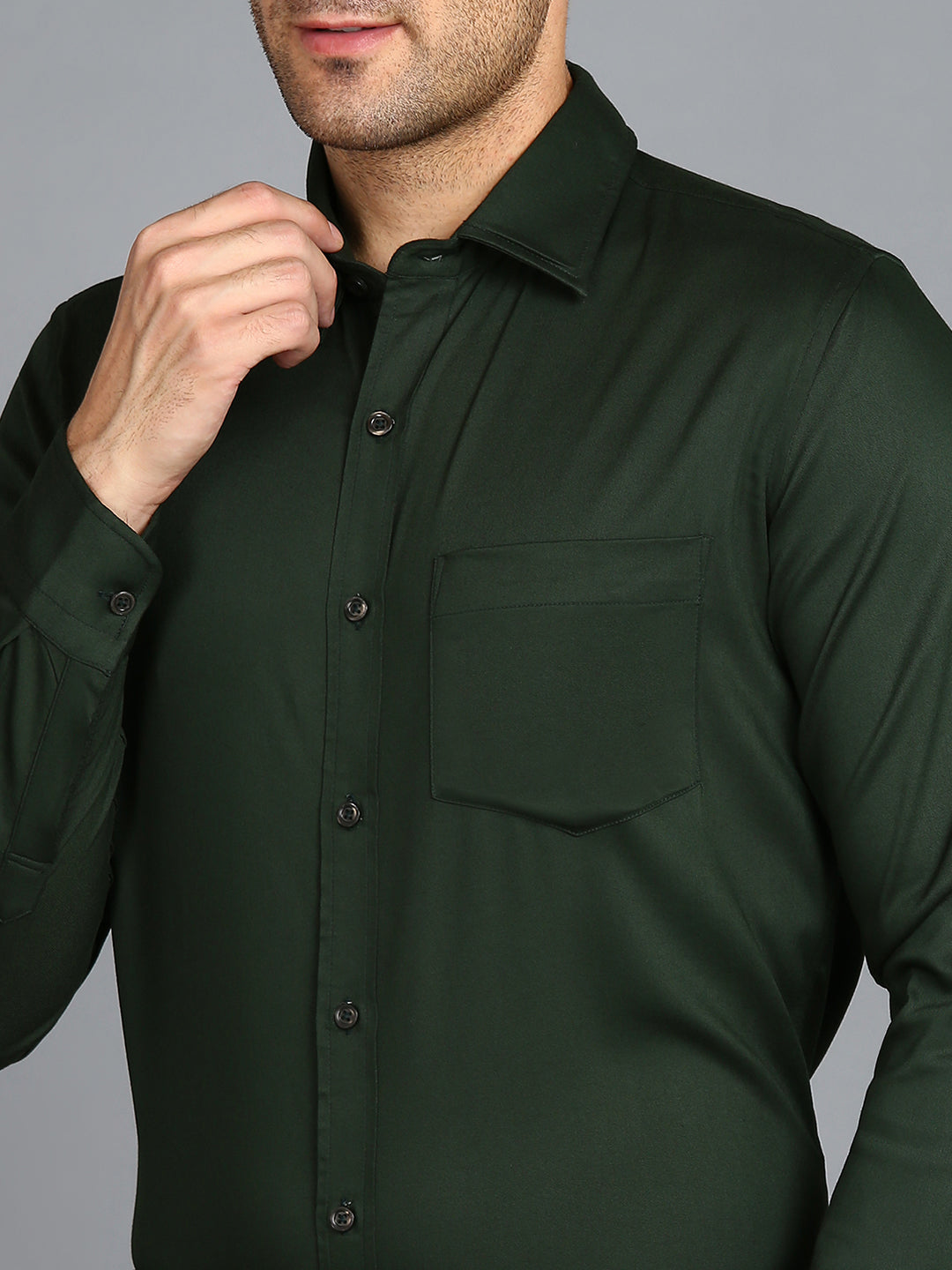 Solid Green Slim Fit Shirt