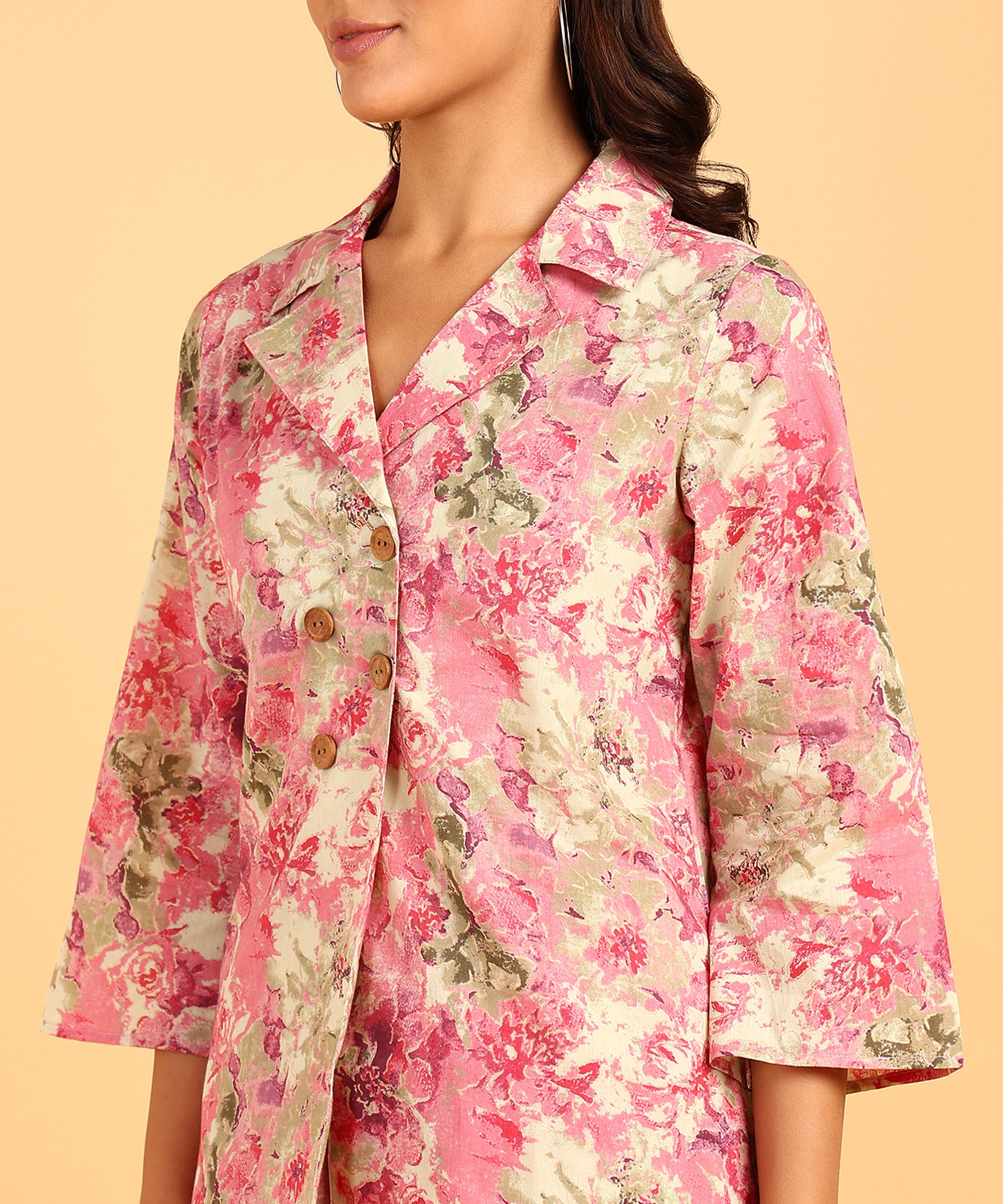 Pink Colored Floral Print Shirt & Pant Set