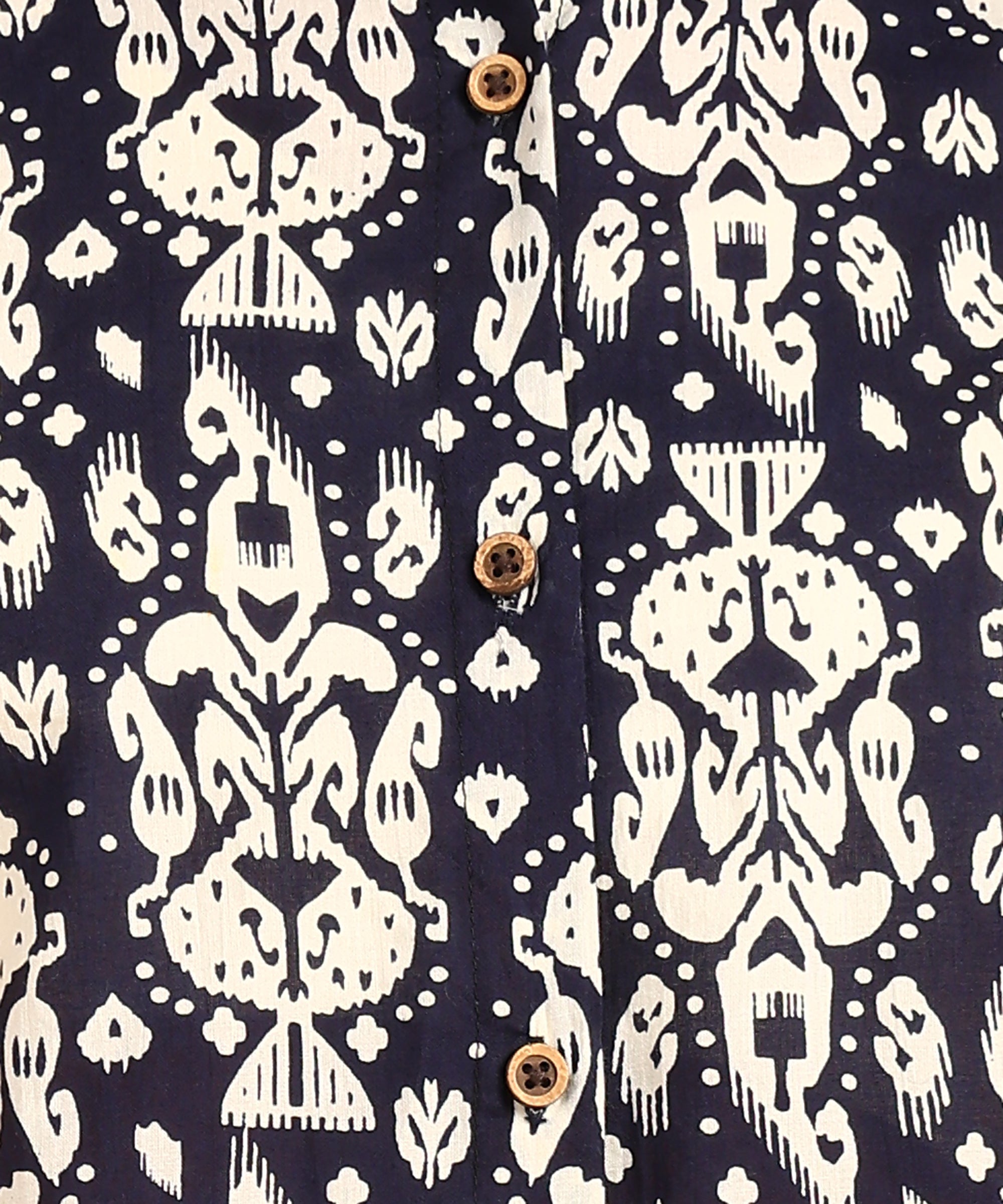 Navy Blue Printed Three Piece Set