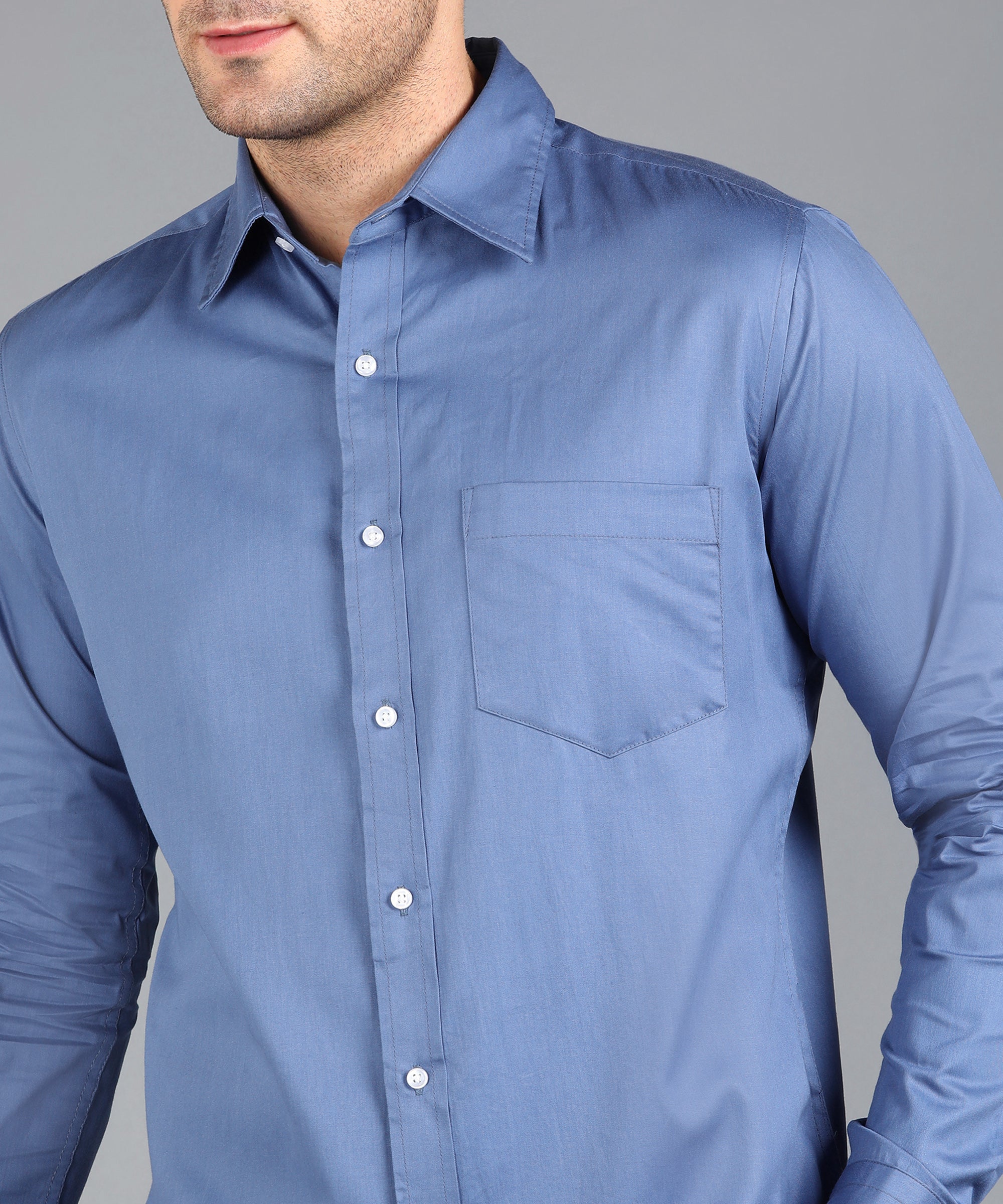 Solid Blue Slim Fit Shirt