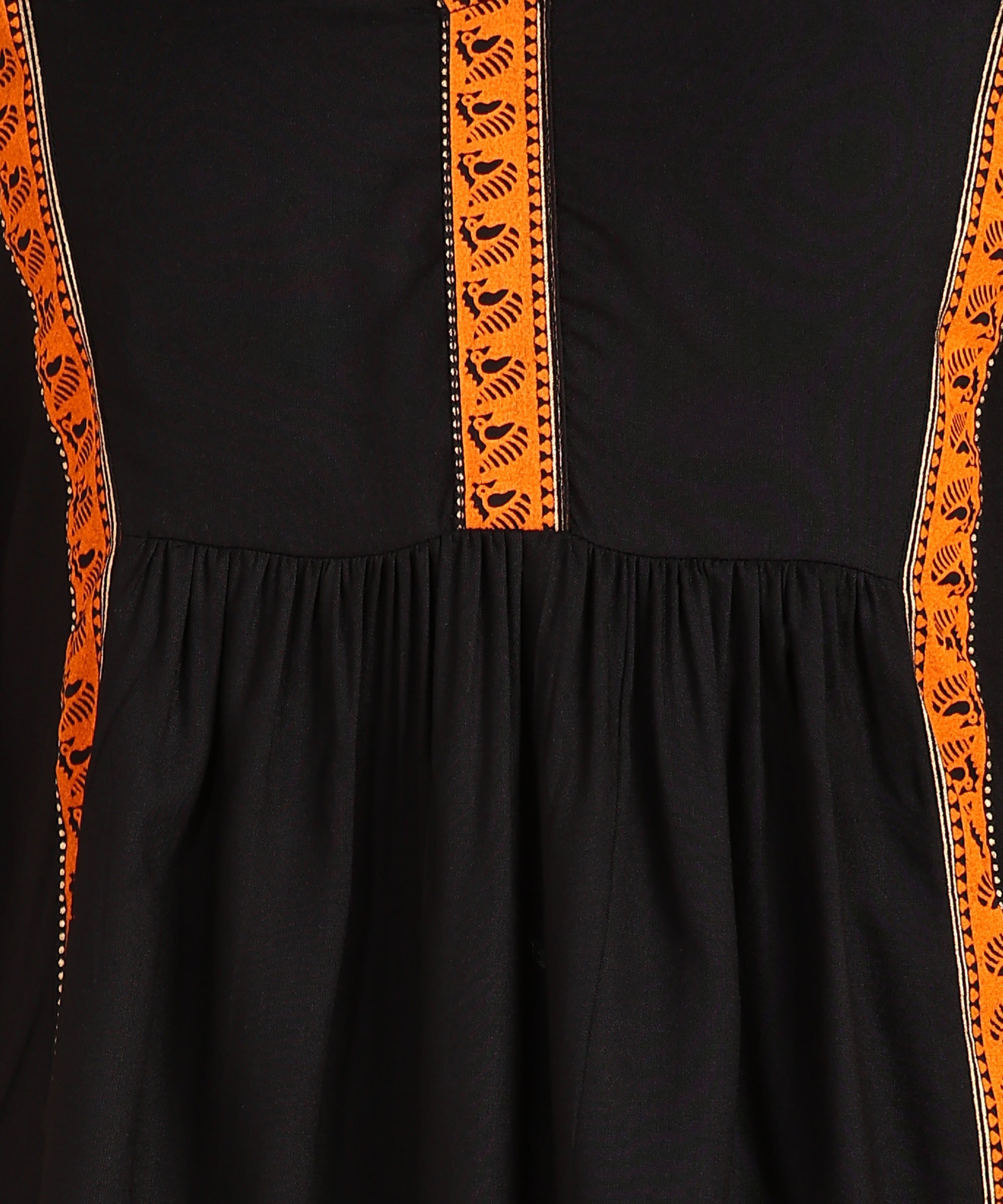 Black Short Kurti With Orange Border