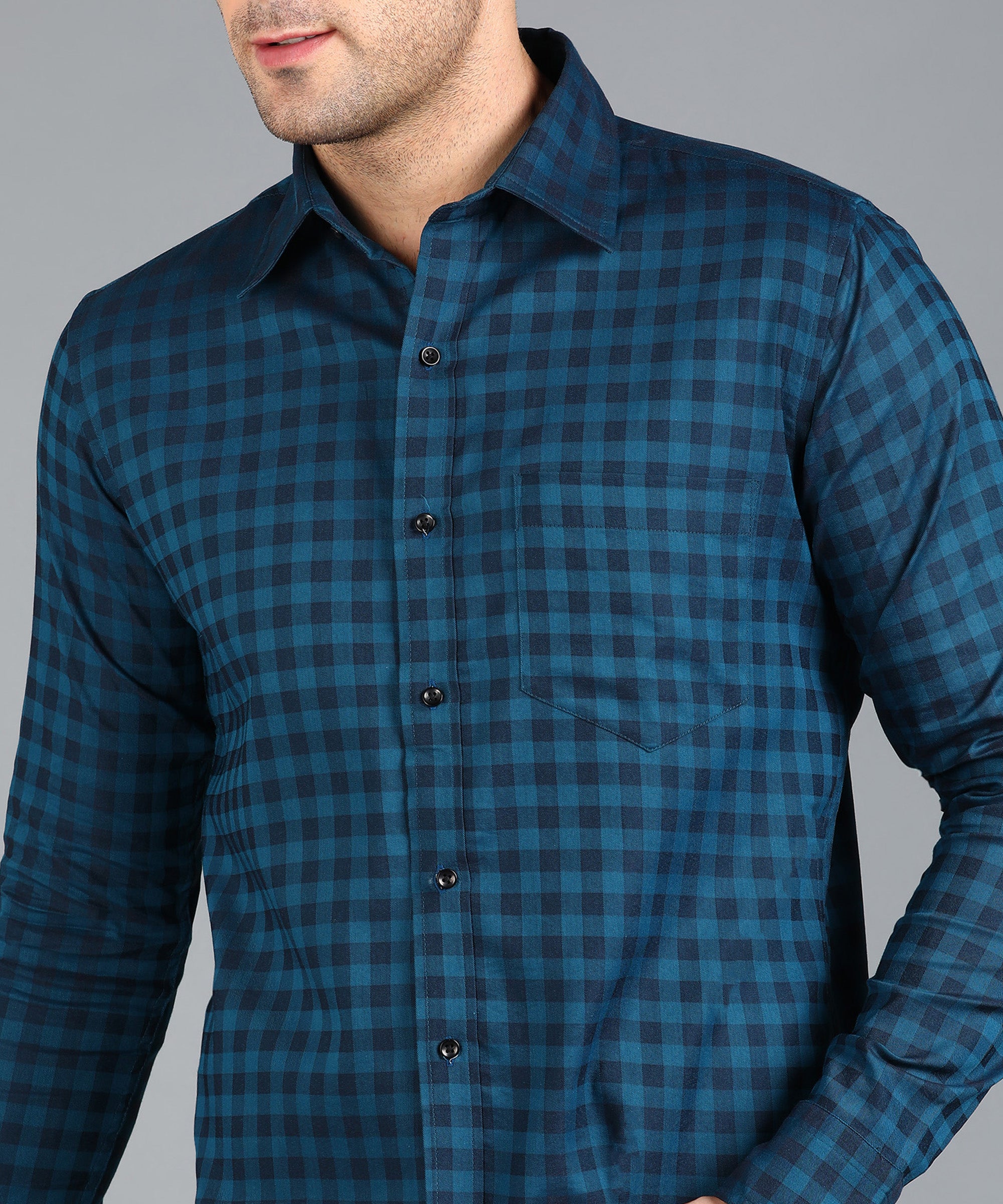 Royal Blue Checked Slim Fit Shirt