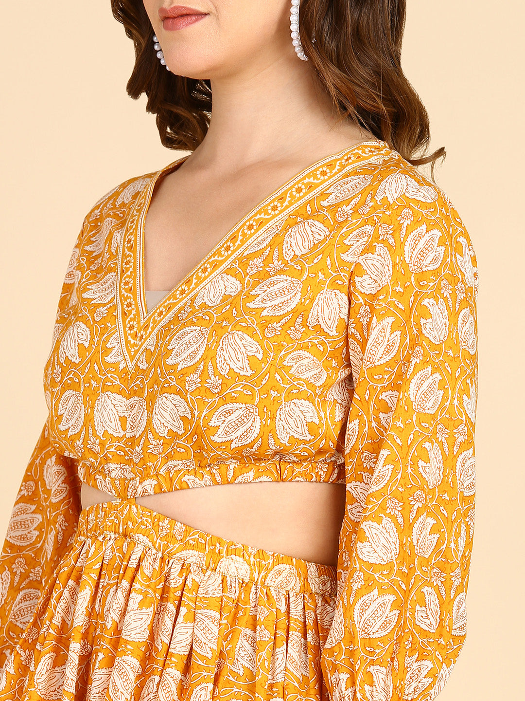 Yellow Floral Waist Cut-Out Maxi Dress Dress