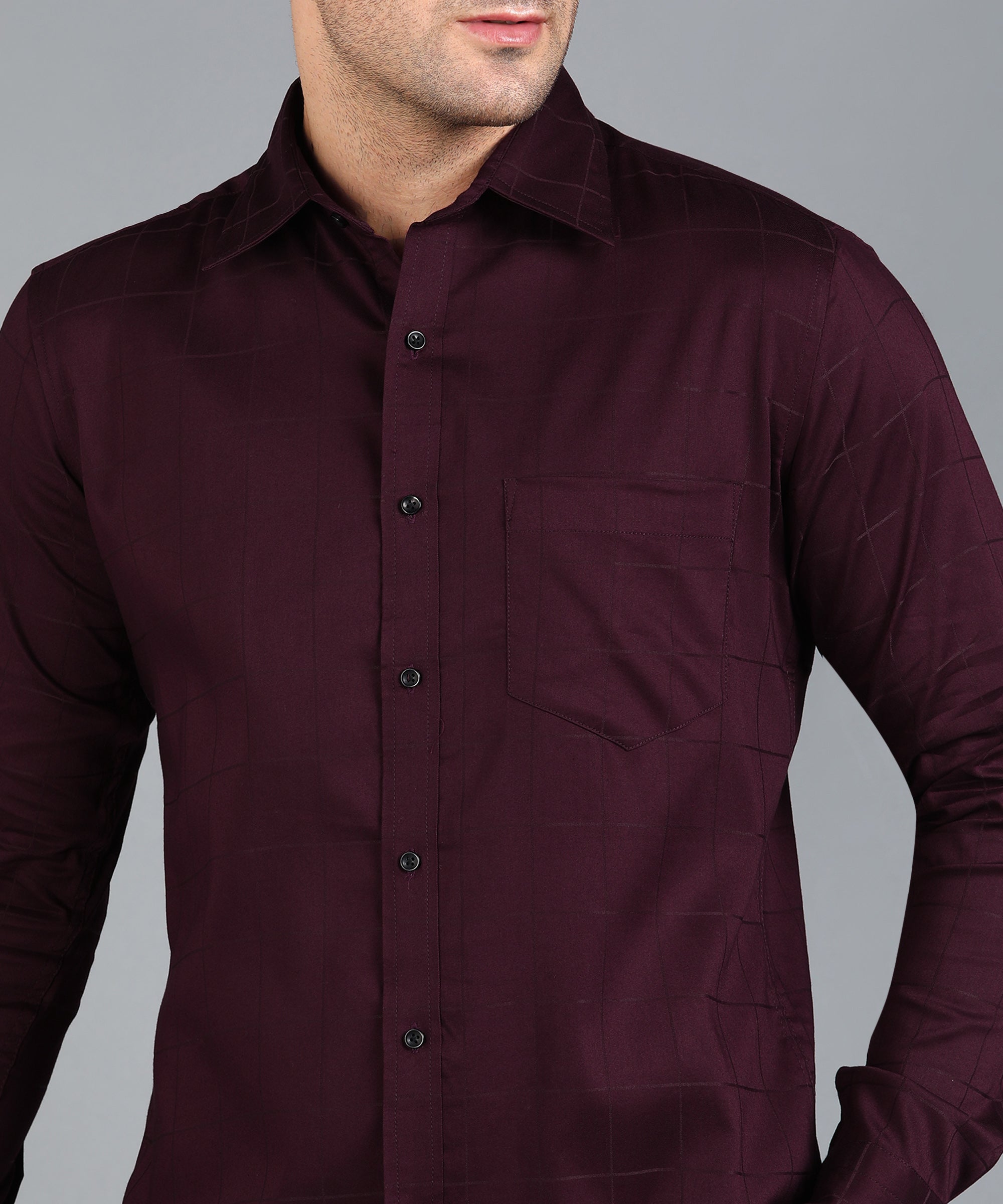 Maroon Checked Slim Fit Shirt