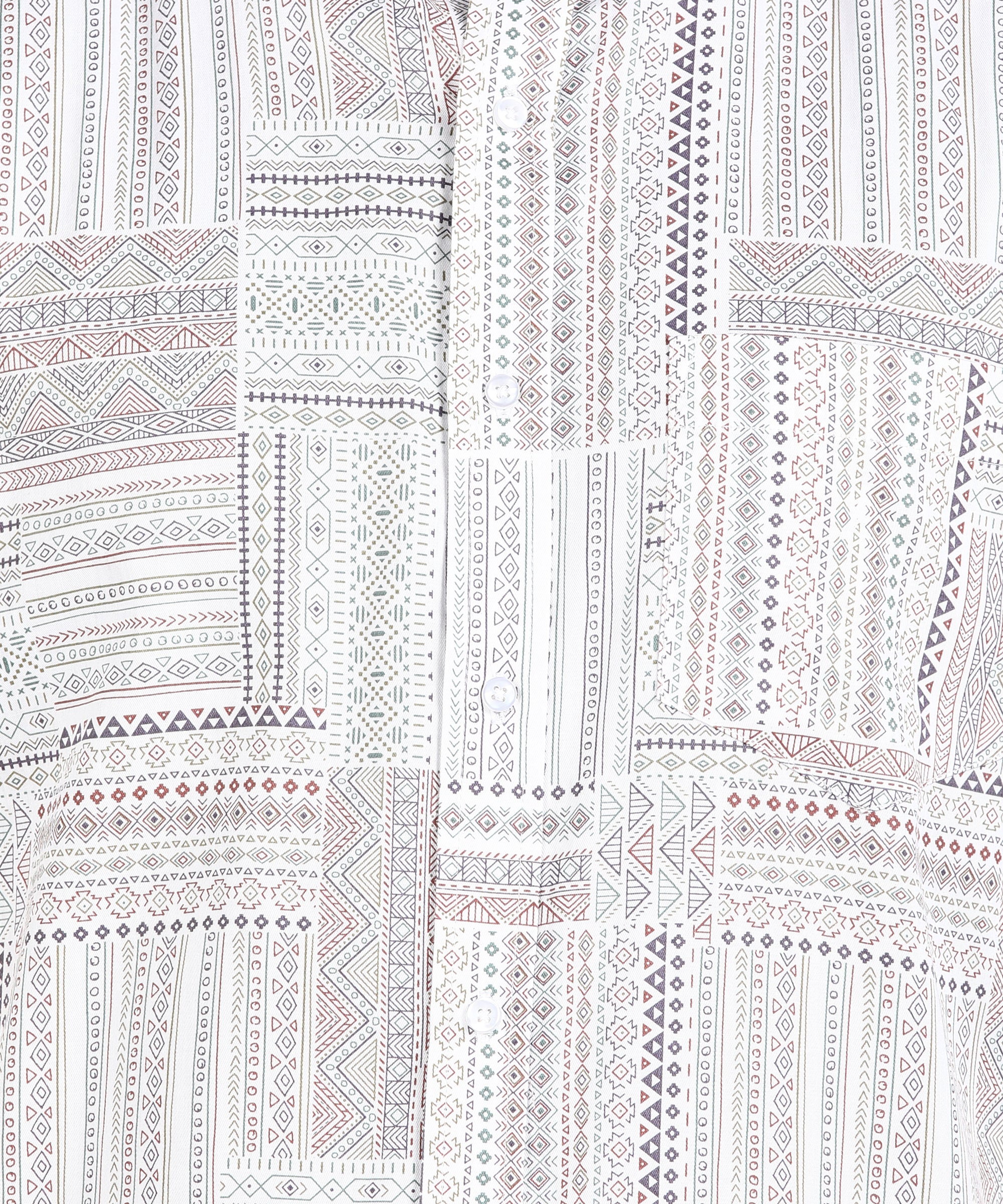 Off White Indian Prints Half Slim Fit Shirt