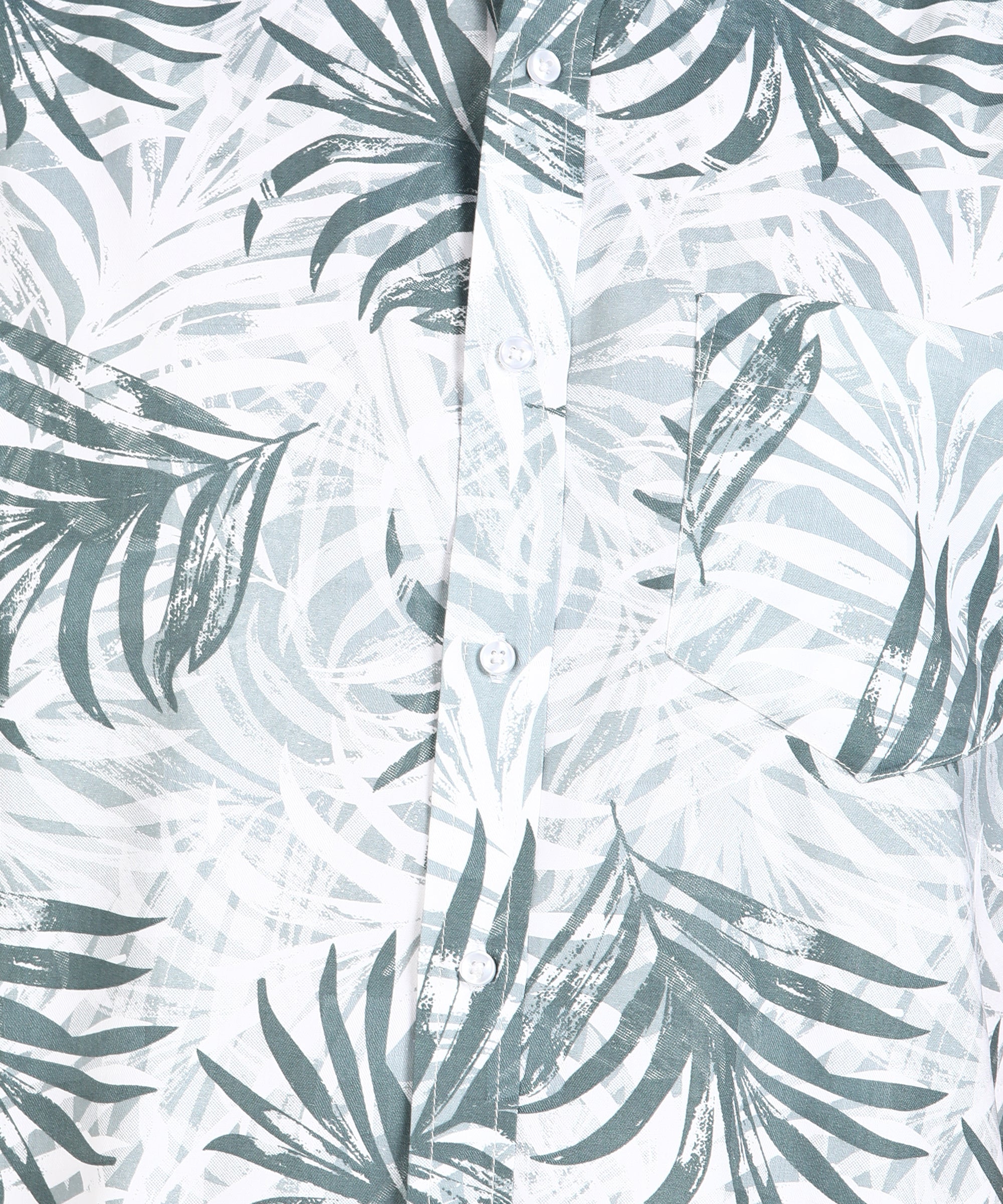 Grey Leaf Printed Half Slim Fit Shirt