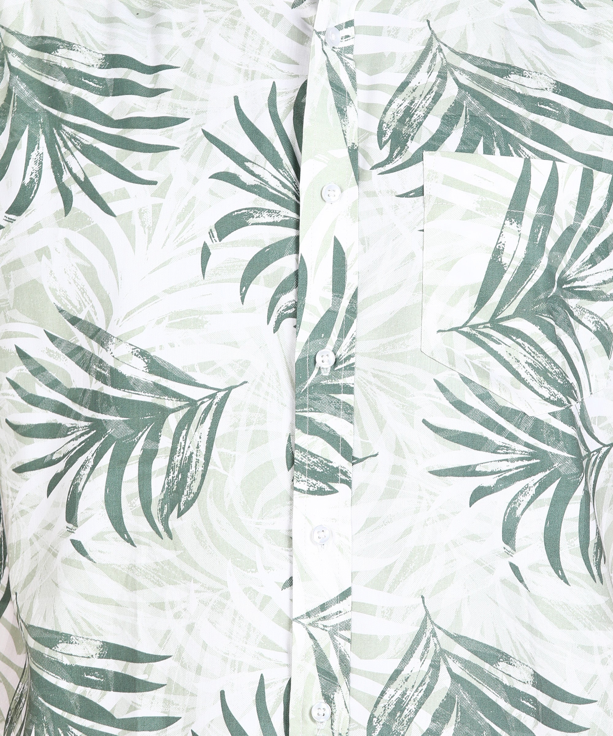 Green Leaf Printed Half Slim Fit Shirt