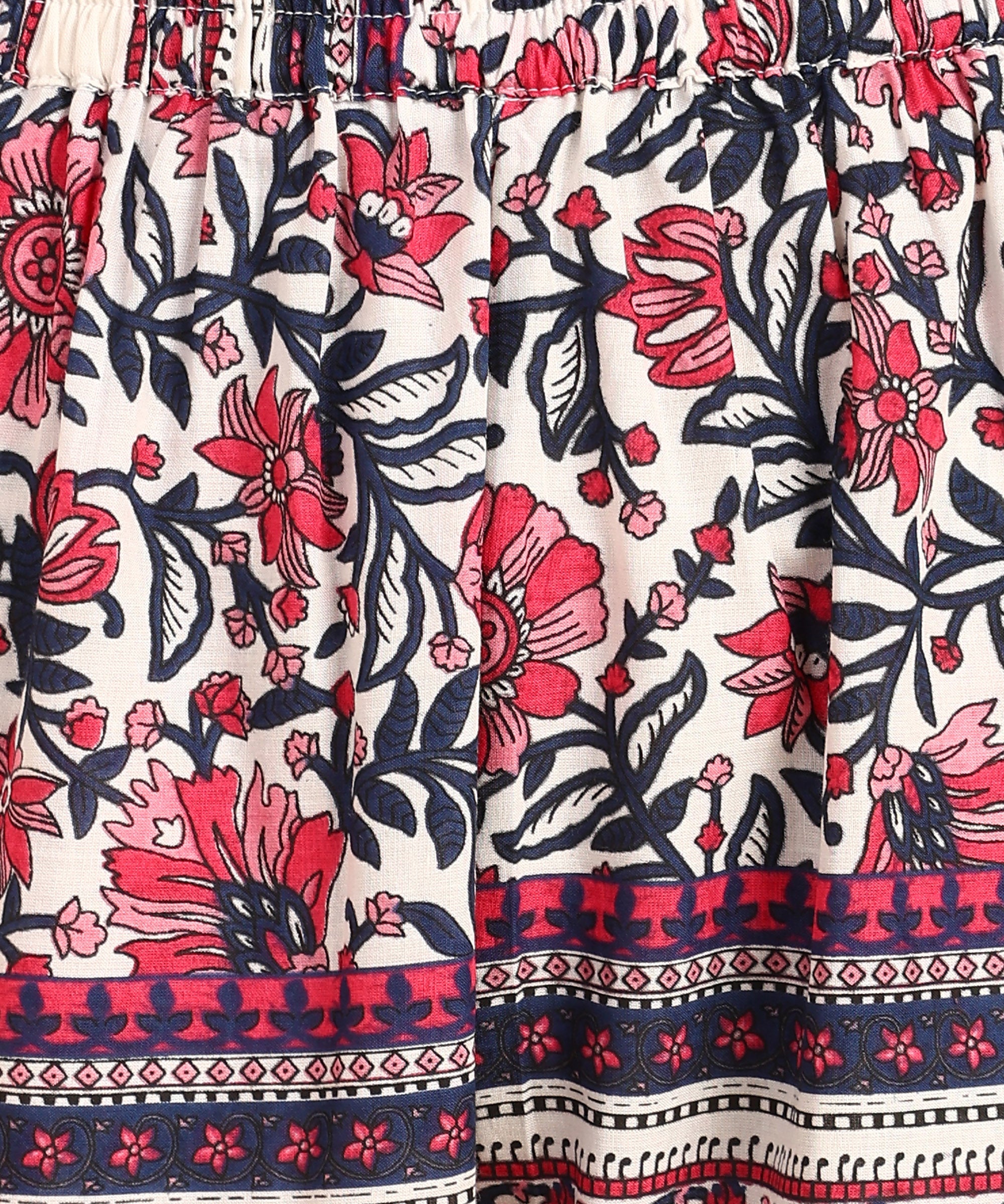 Cream Colored Floral Print Tunic & Pant Set