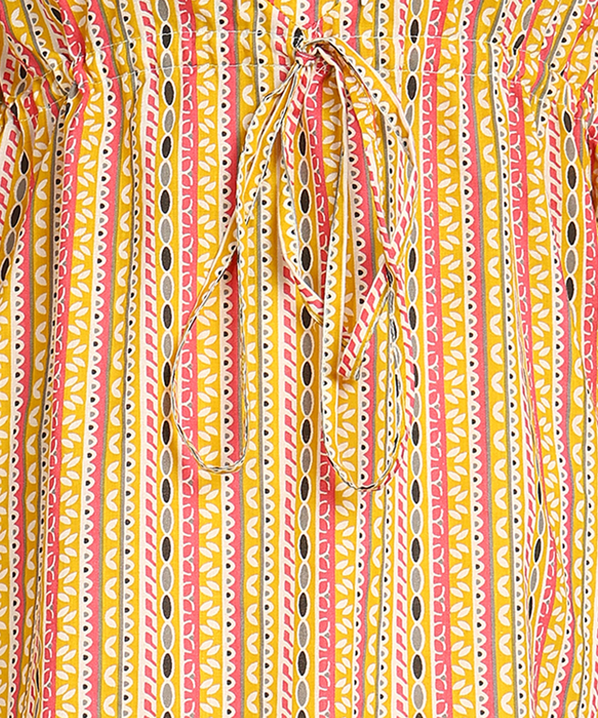 Yellow Printed Maternity Wear Kaftan