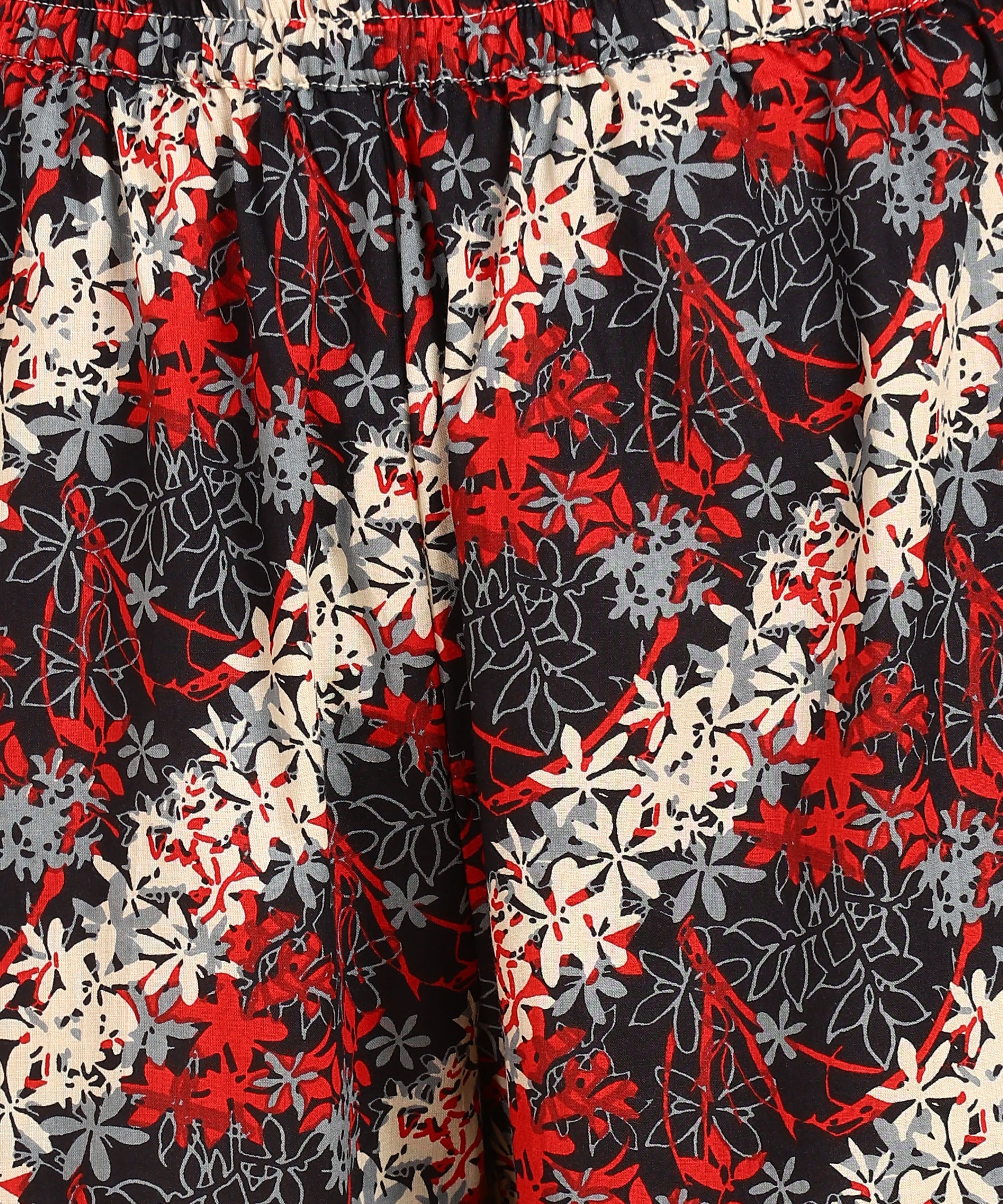 Dual Colored Floral Print Front Tie-Up Top & Pant Set
