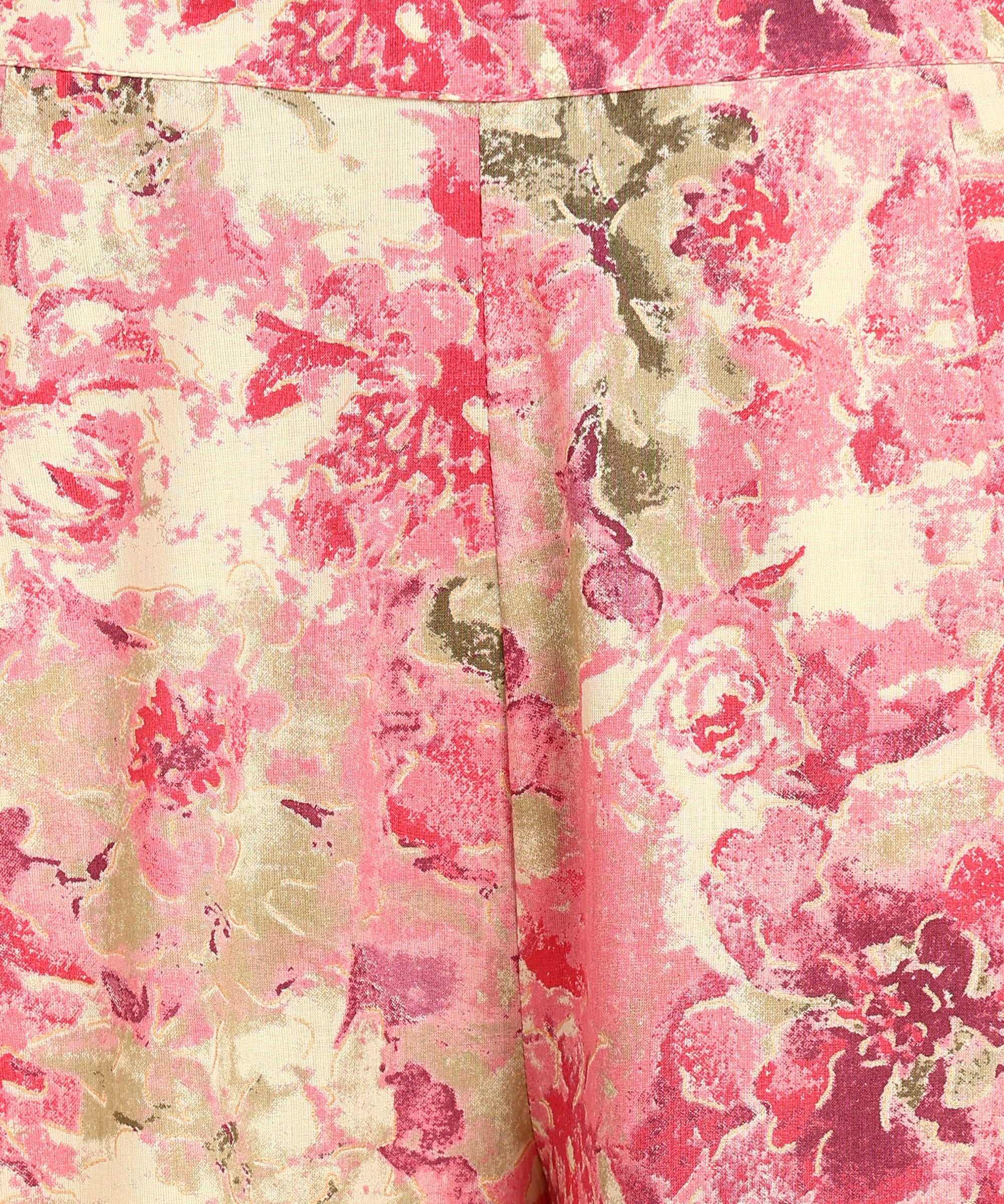 Pink Colored Floral Print Shirt & Pant Set