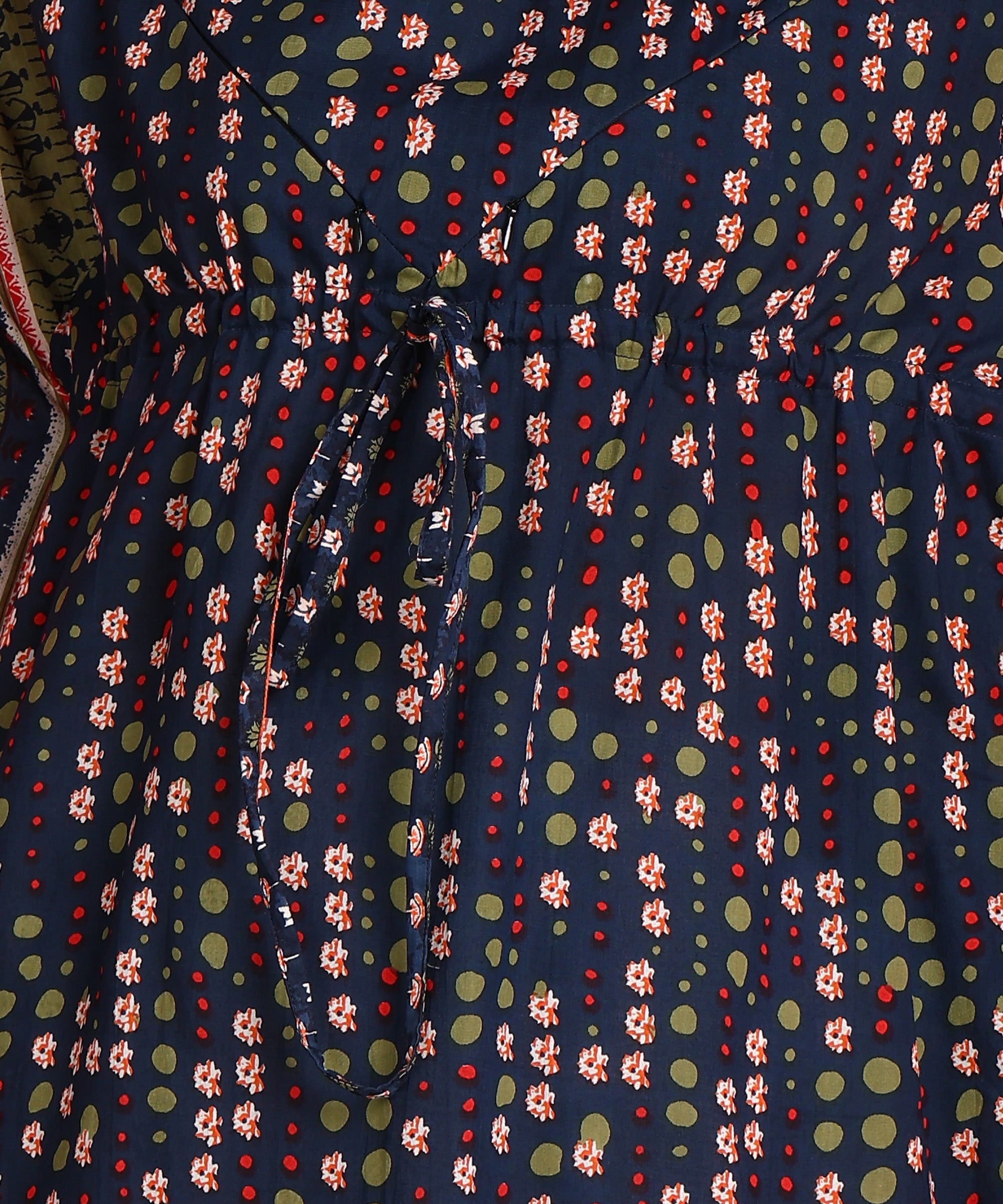 Navy Blue & Red Printed Maternity Wear Kaftan