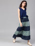 Navy Blue Printed Tiered Skirt - Znxclothing