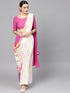 Pink & White Shibori Printed Palazzo Saree With Blouse - Znxclothing