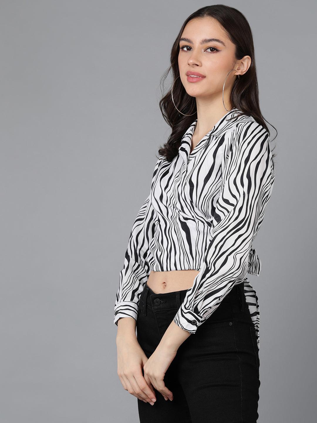 Zebra Printed Wrap Top - Znxclothing