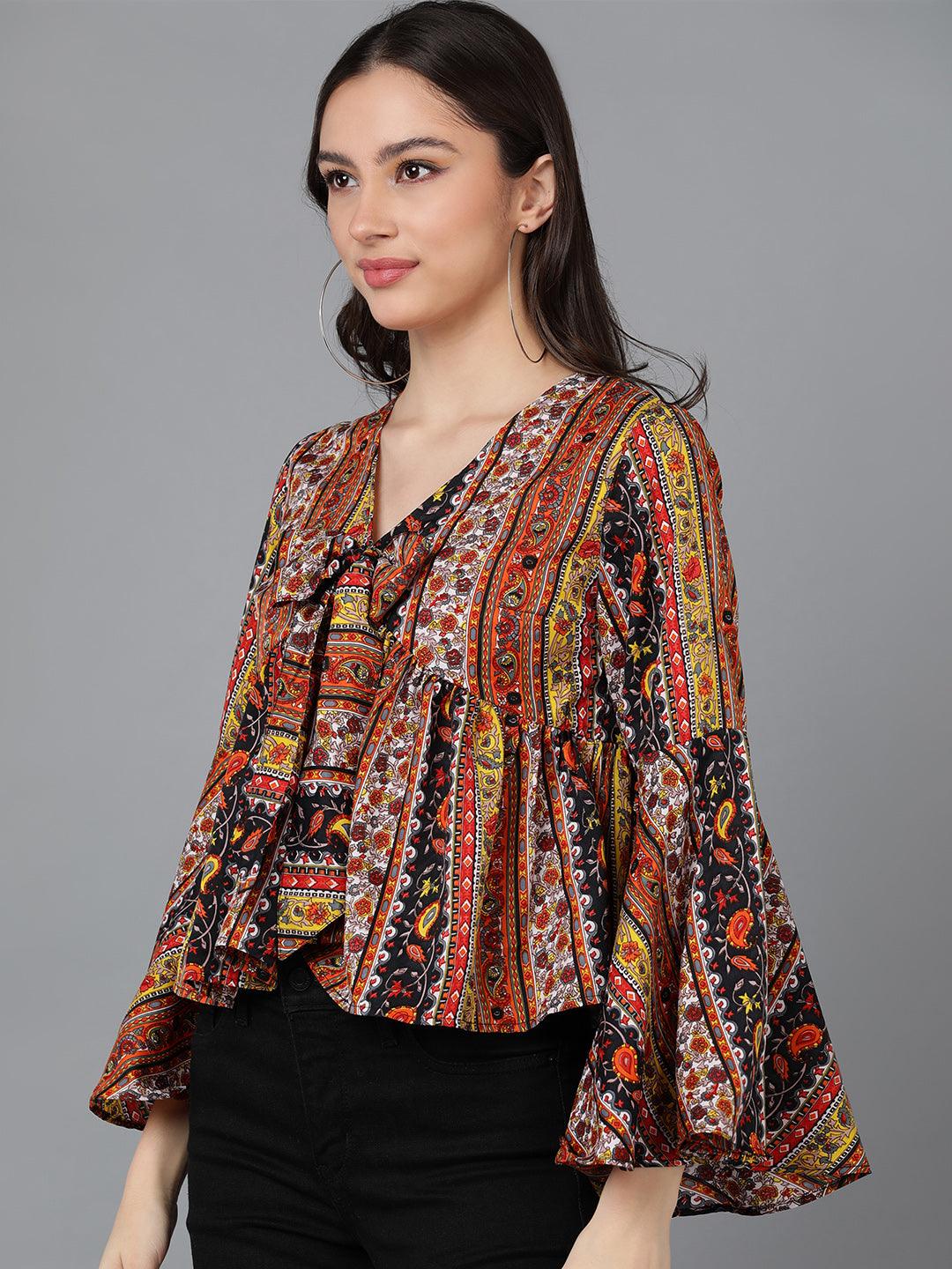 Multicolor Tie-up Top - Znxclothing