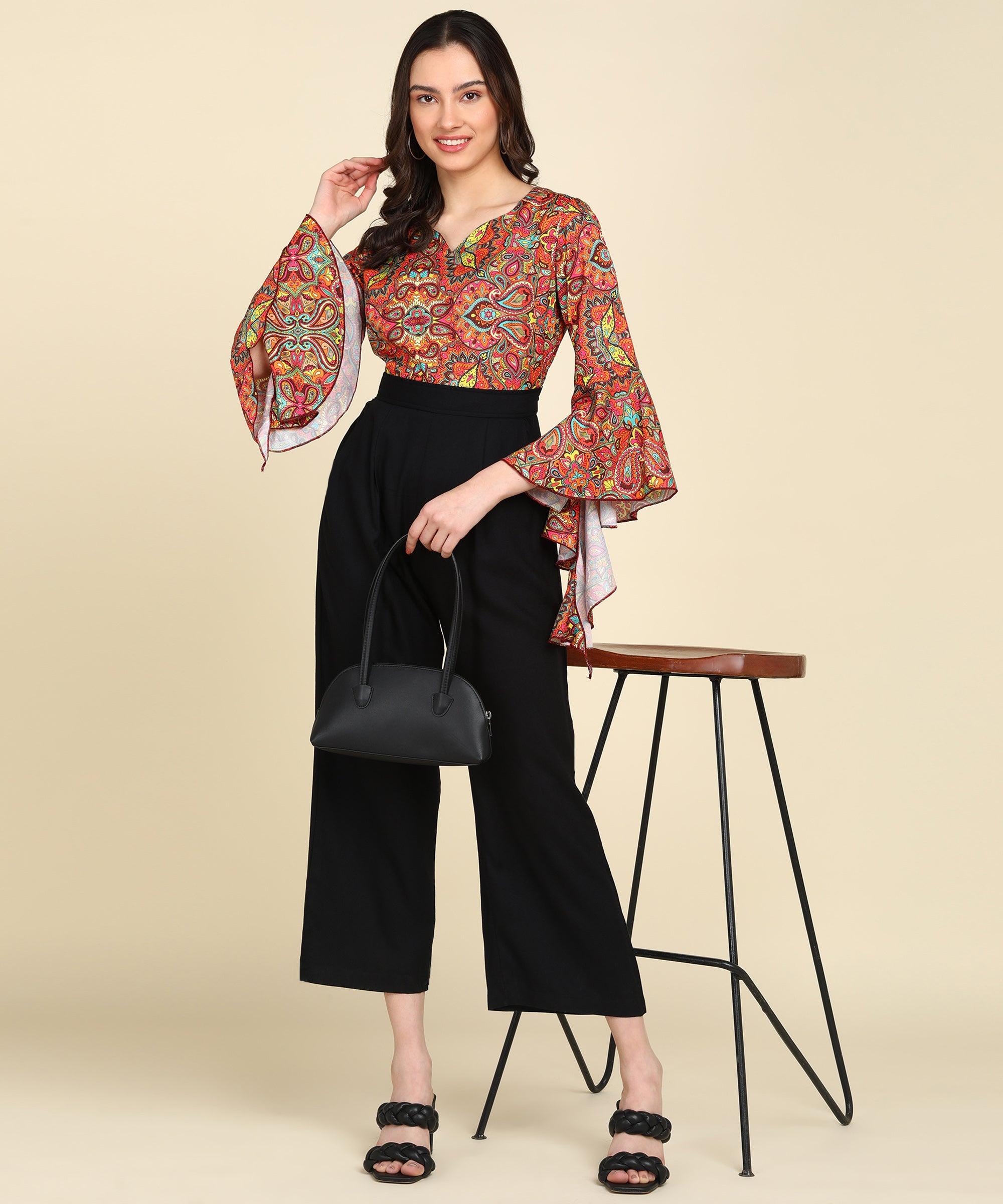 Multicolor Ethnic Modifs Printed Jumpsuit - Znxclothing