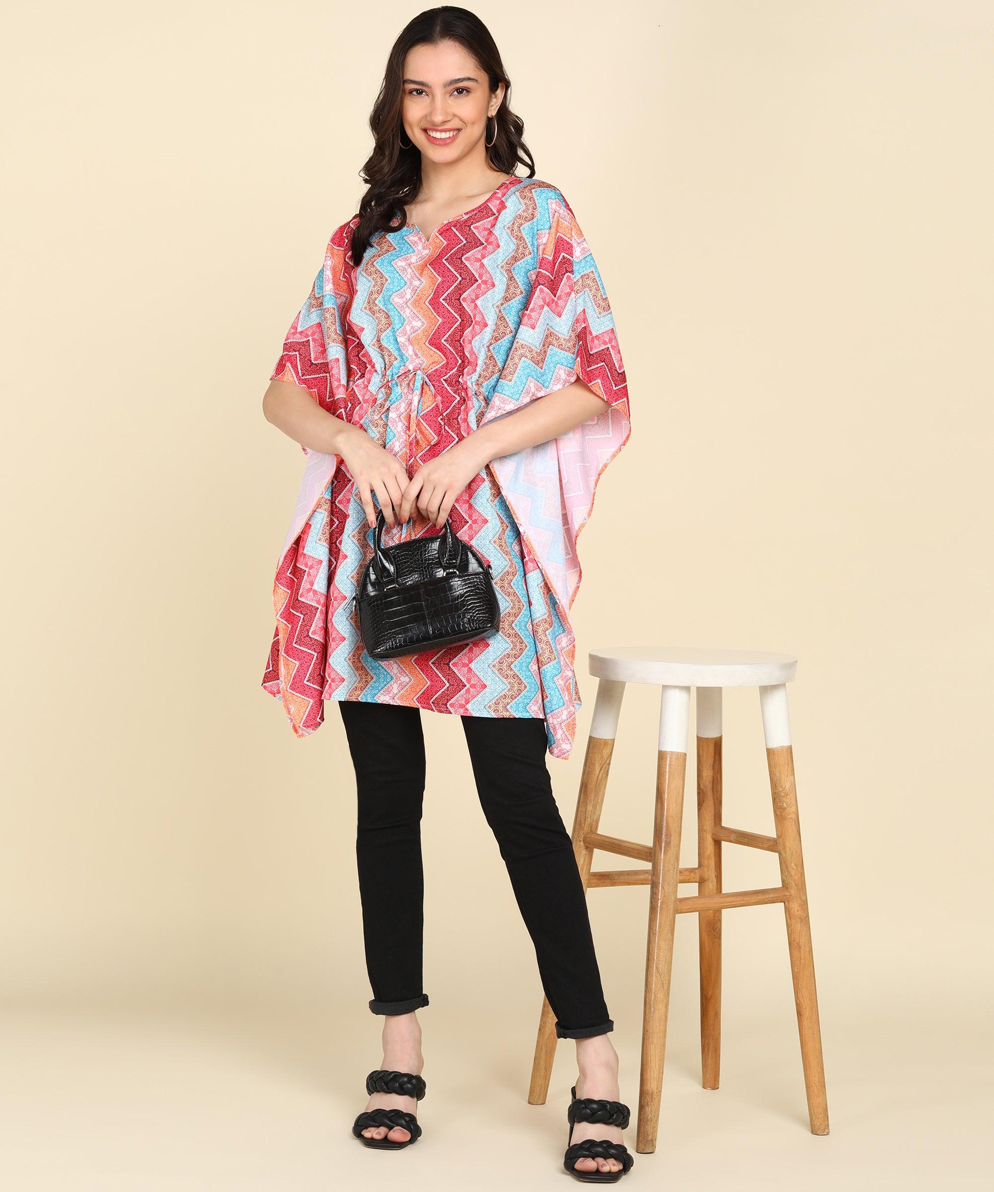 Multicolor Zig-Zag Kafan Kurta - Znxclothing
