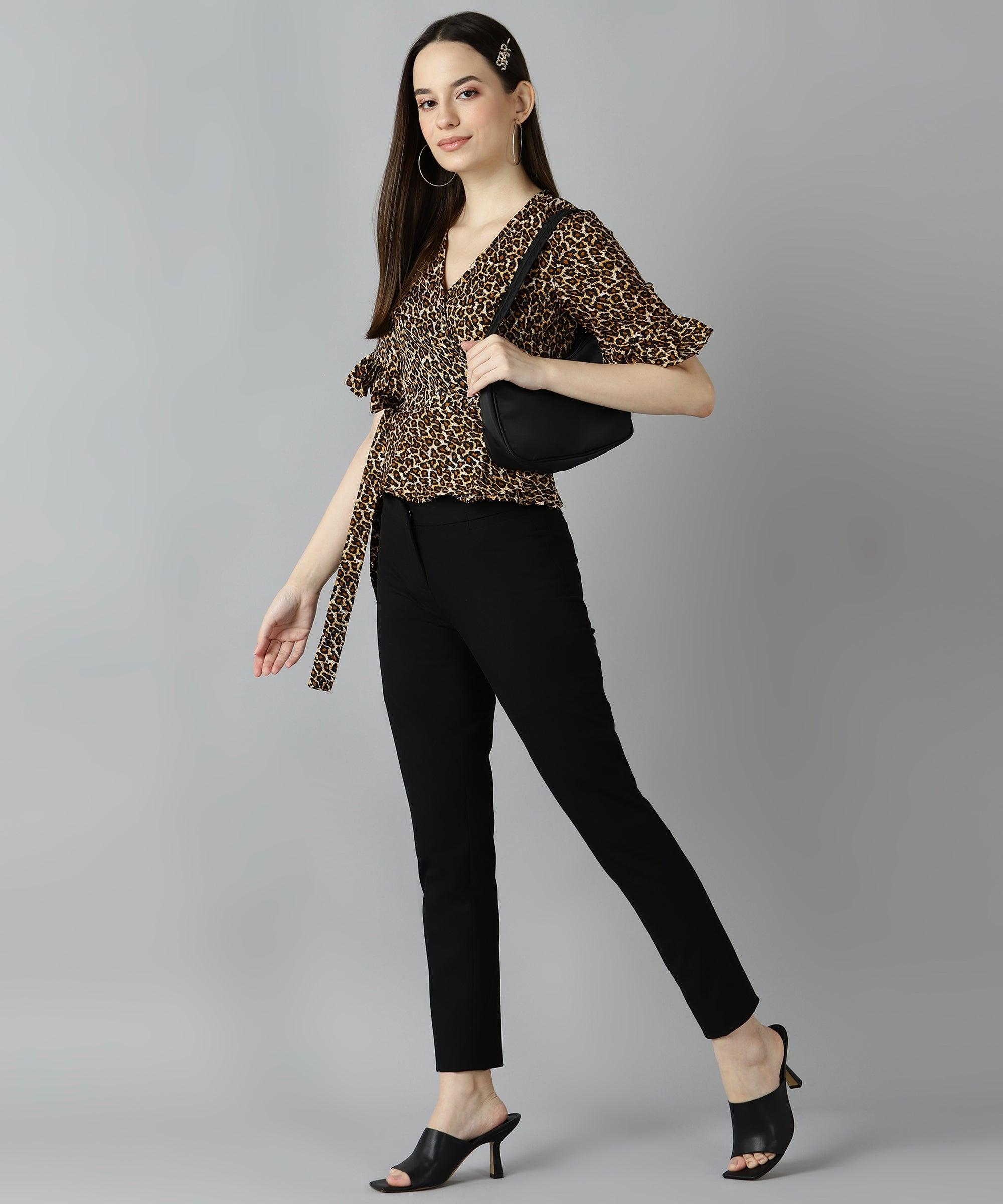 Znx Women Tiger Printed bell Sleeve Top - Znxclothing