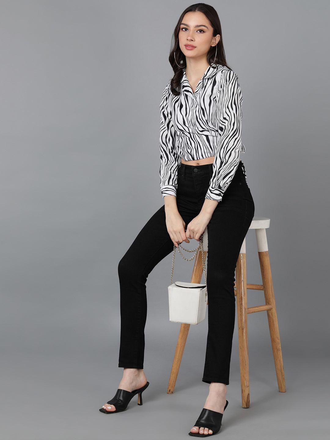 Zebra Printed Wrap Top - Znxclothing