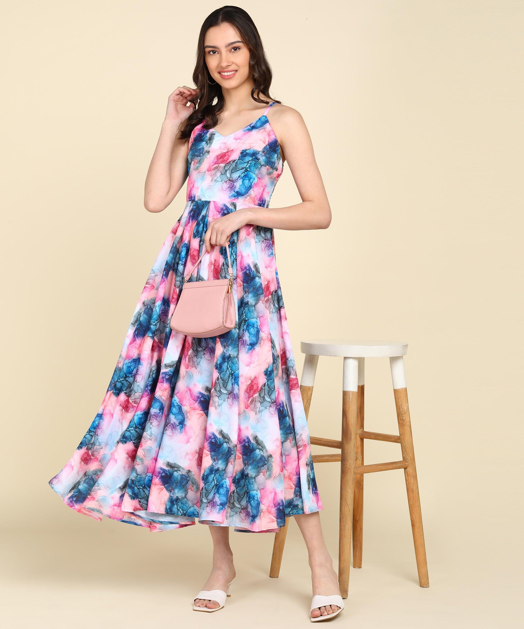 Ombre Printed Smocked Dress - Znxclothing