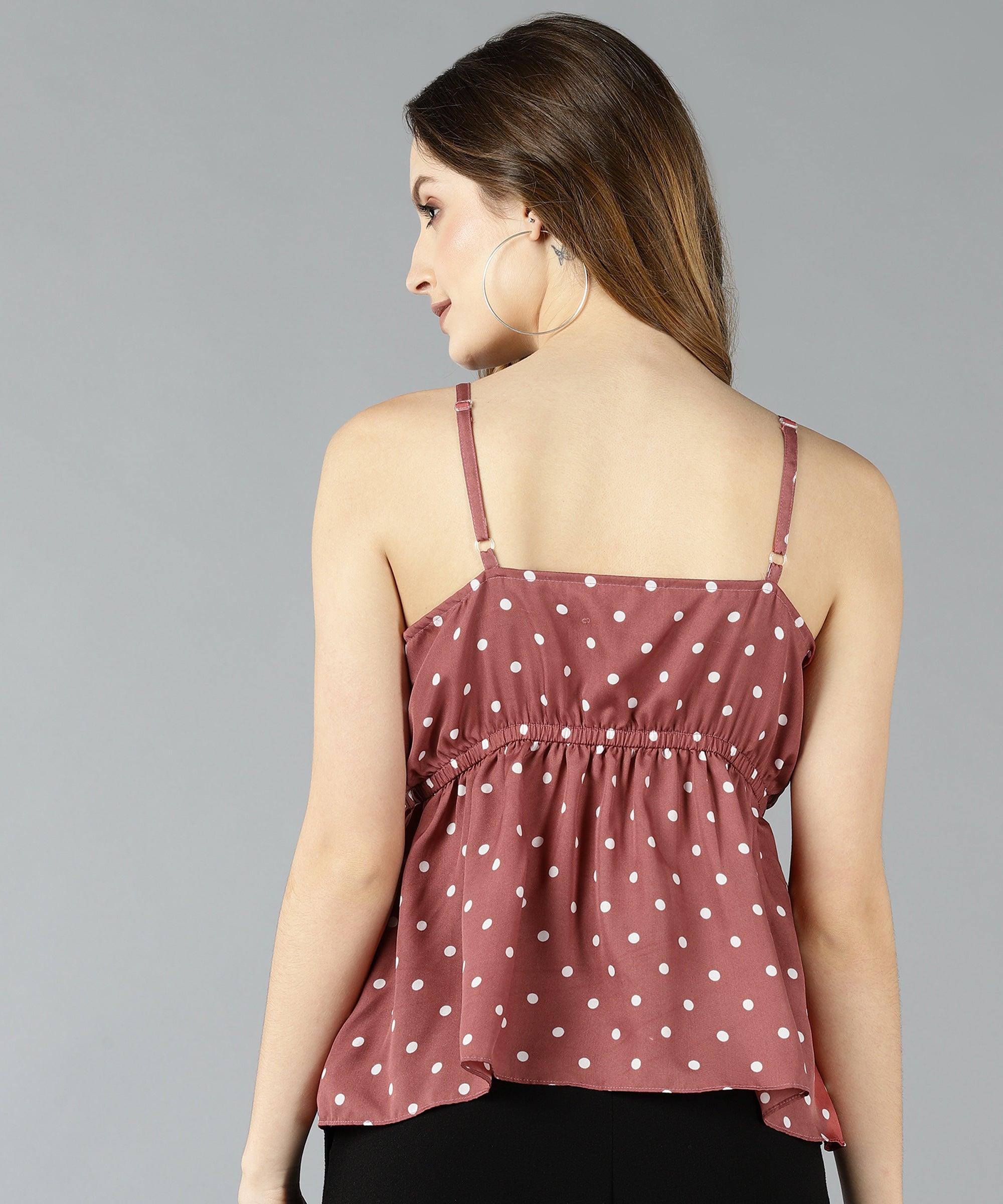 Znx Women Dot Printed Pink Top - Znxclothing