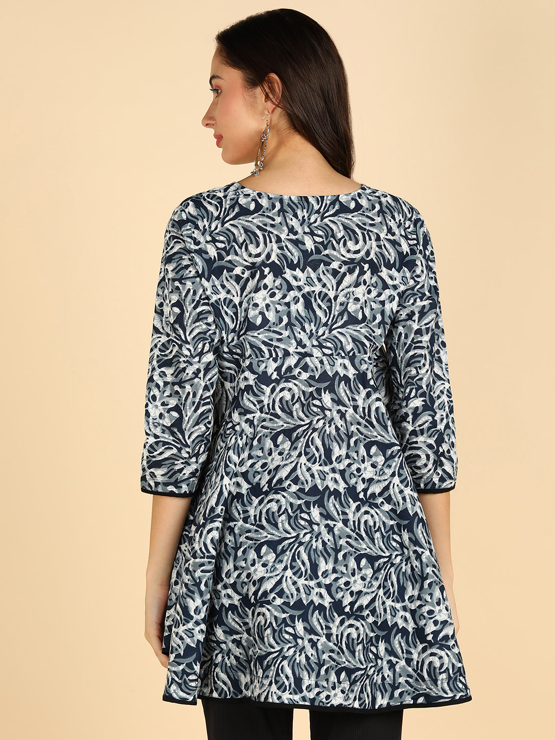 Ethic Printed Flared Blue Top