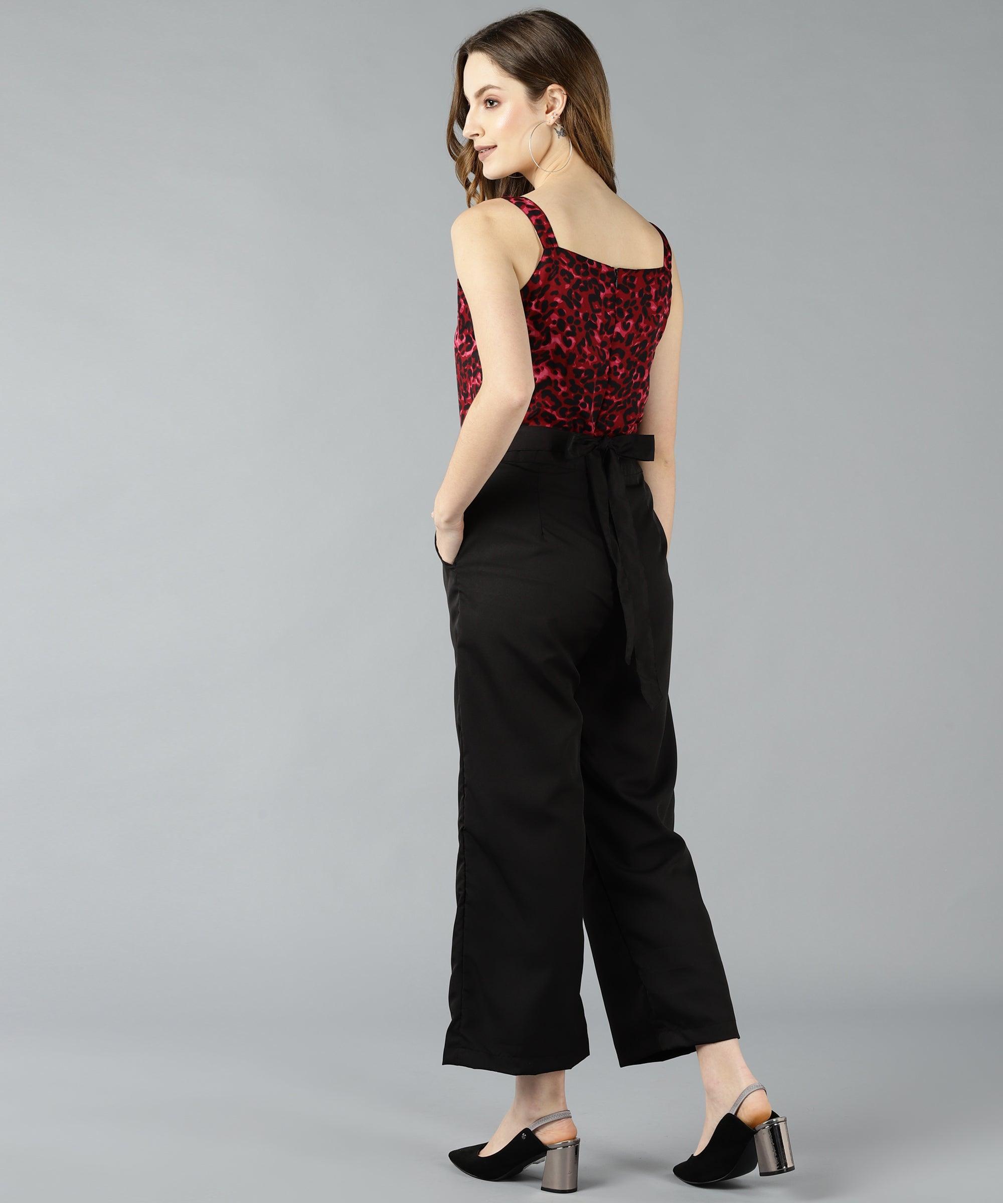 Znx Women Pink Animal Printed Jumpsuit - Znxclothing