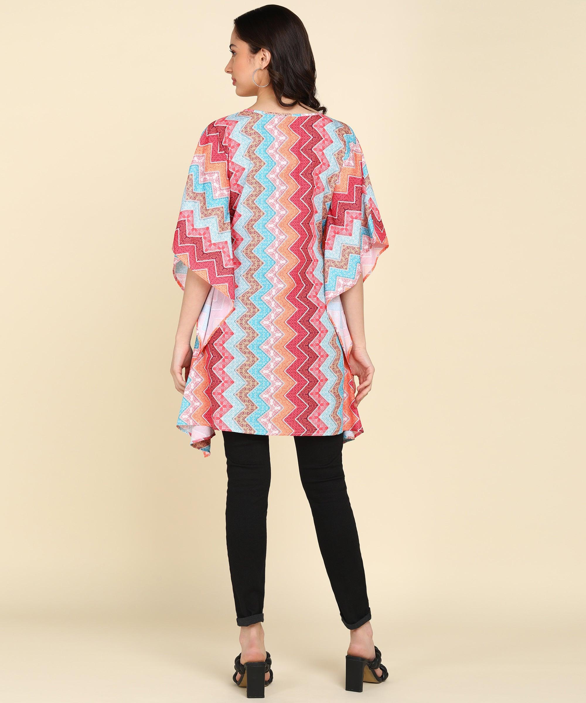 Multicolor Zig-Zag Kafan Kurta - Znxclothing