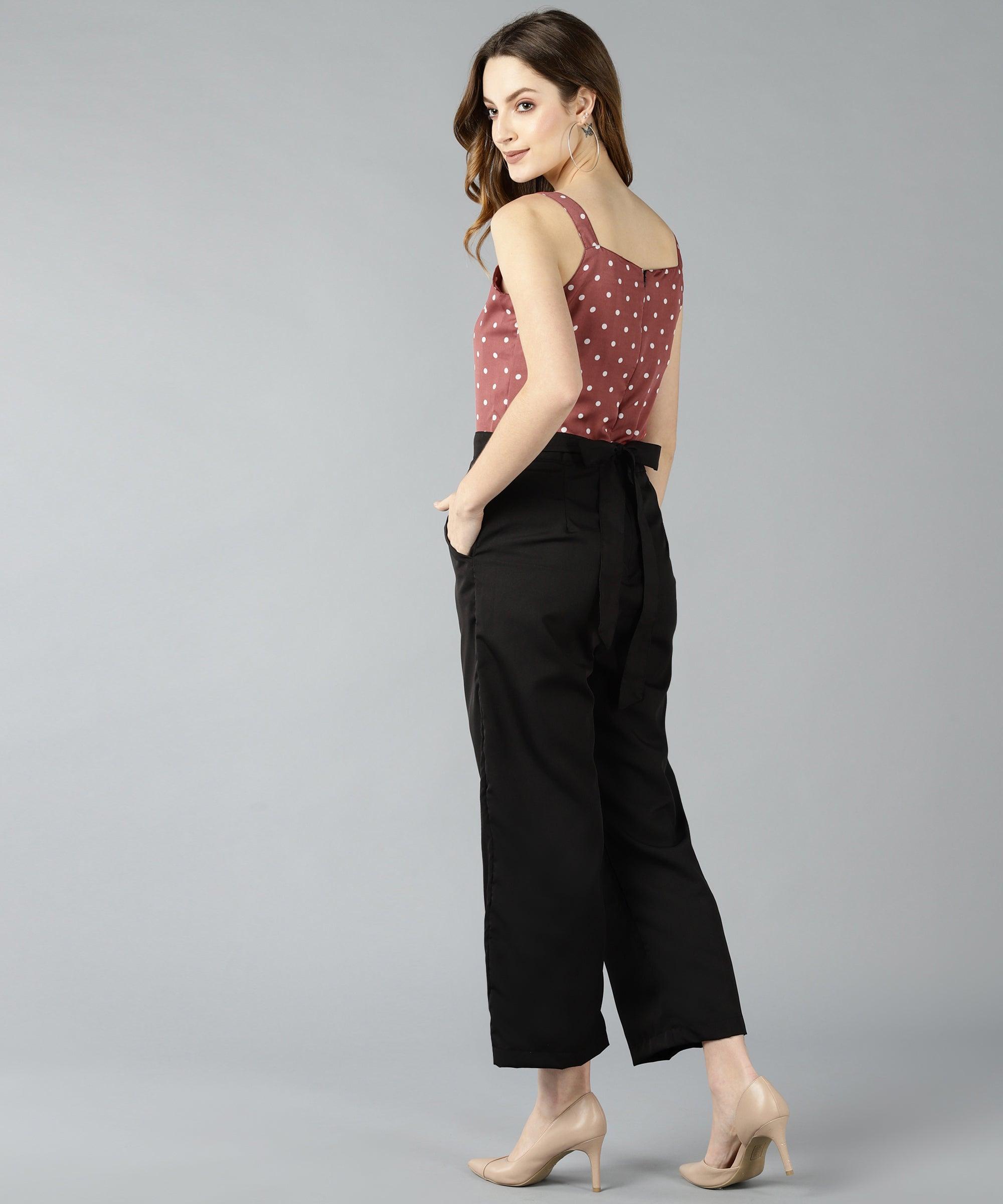 Znx Women White dot Printed Pink Jumpsuit - Znxclothing