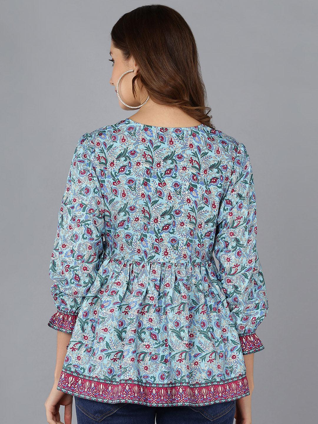 Ethnic Motifs Printed Angrakha Top - Znxclothing