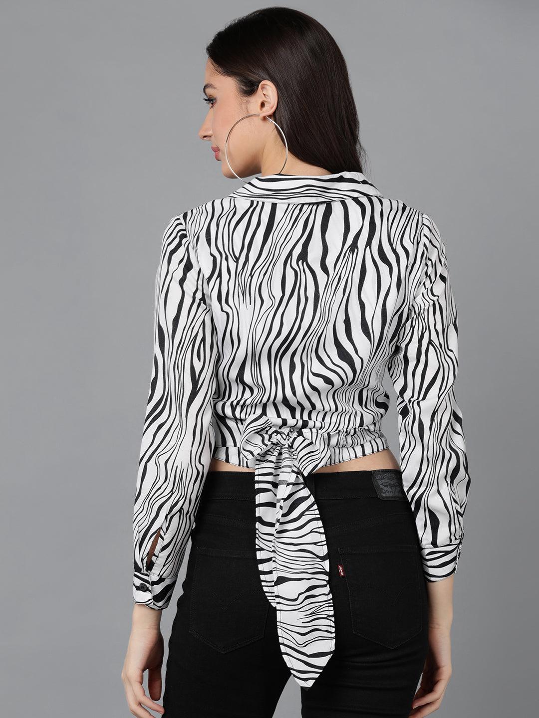 Zebra Printed Wrap Top - Znxclothing