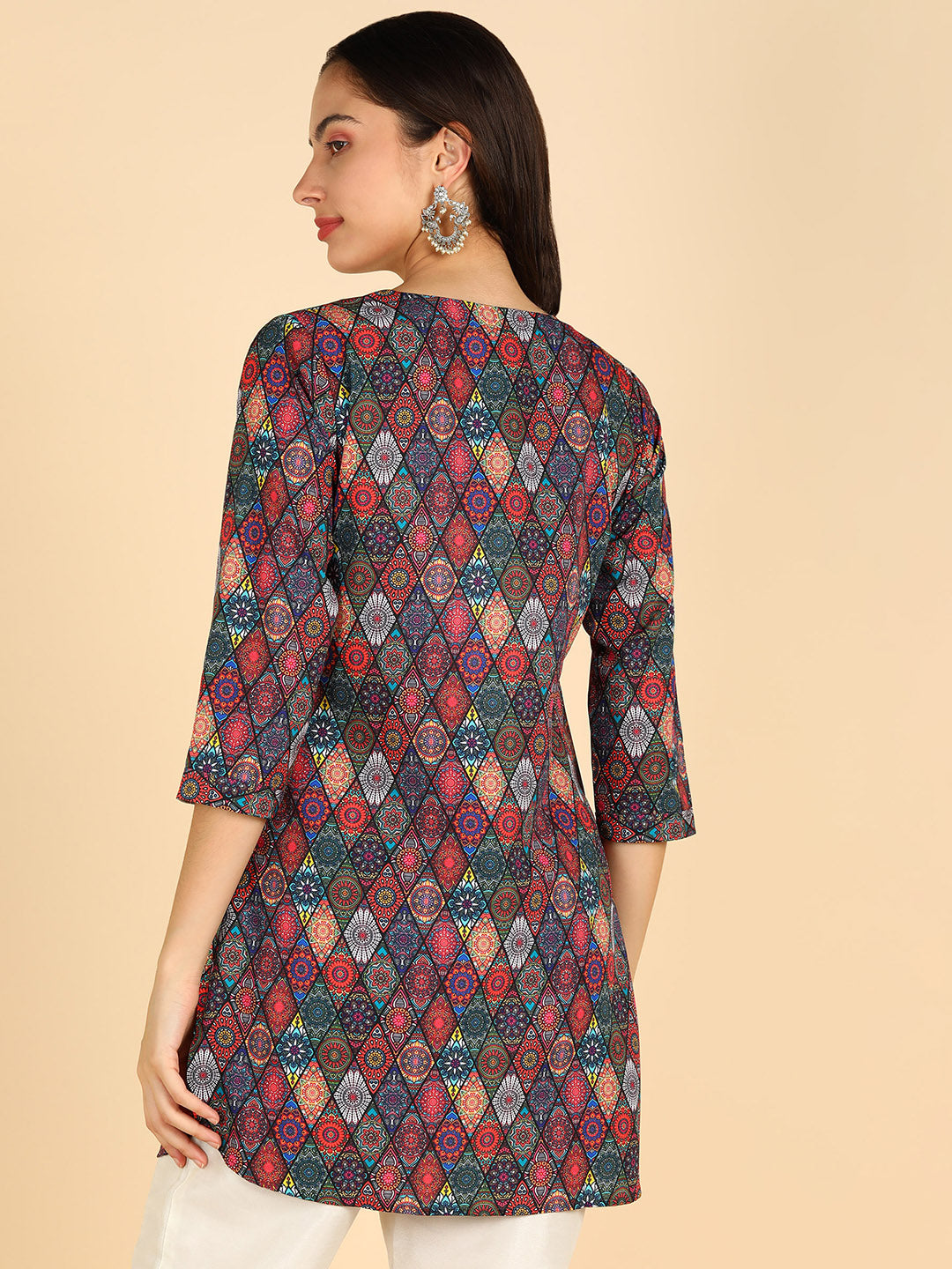 Multi Color Floral Printed Straight Kurti
