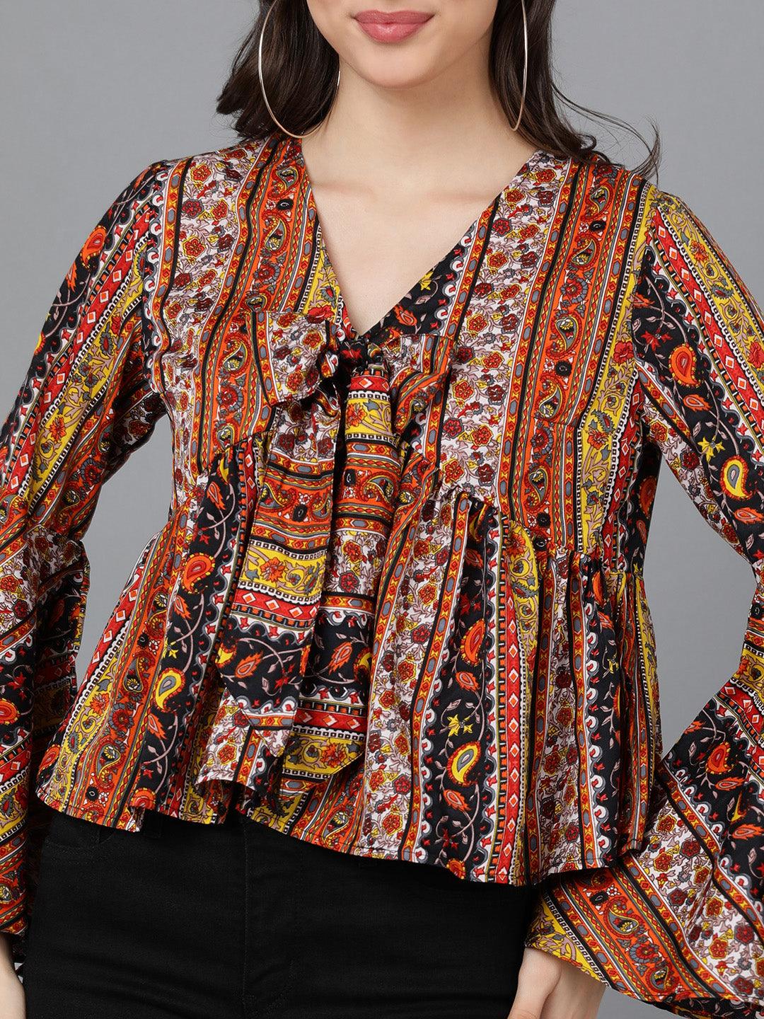 Multicolor Tie-up Top - Znxclothing