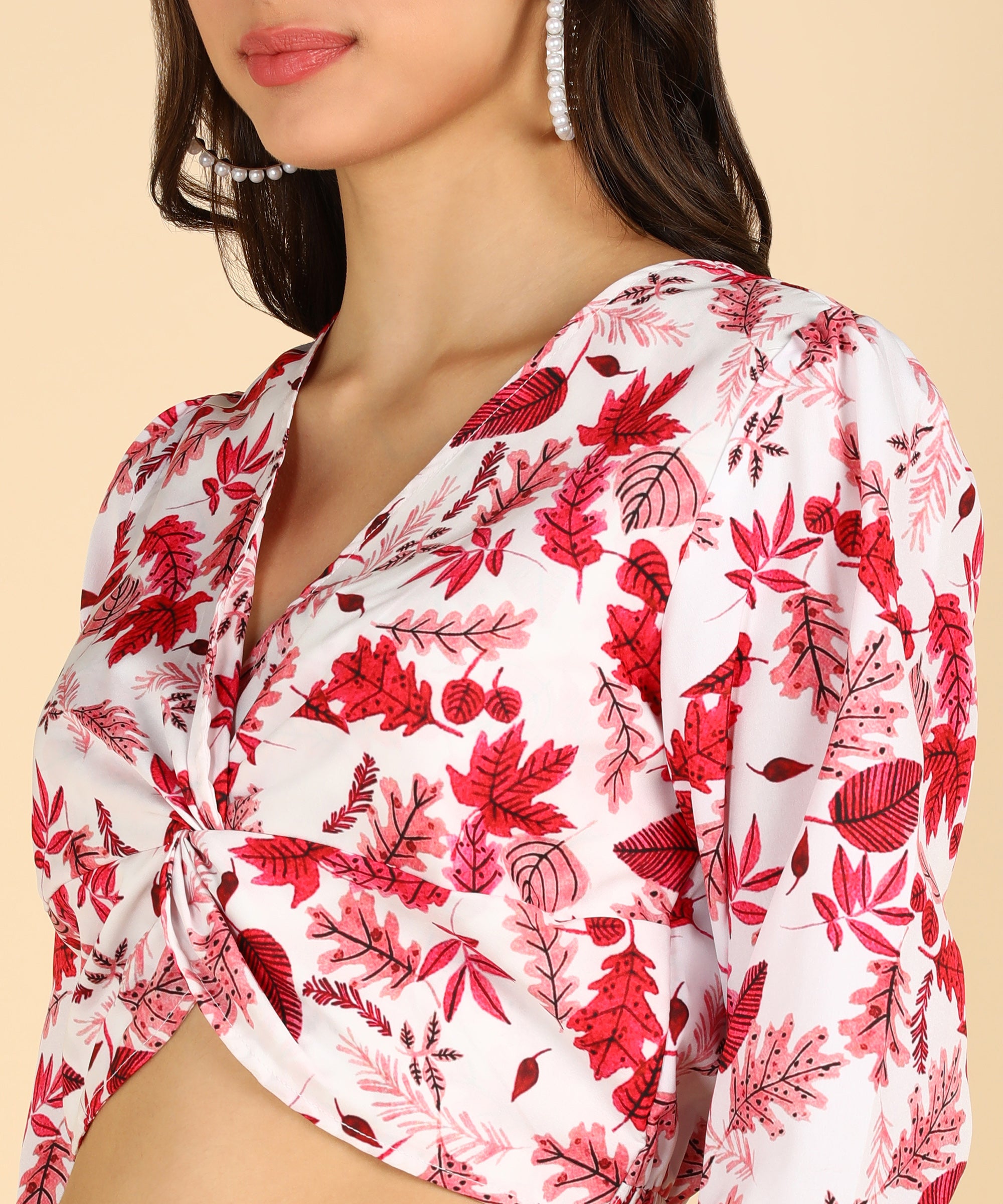 White & Pink Color Front Knot Stylish Crop Top